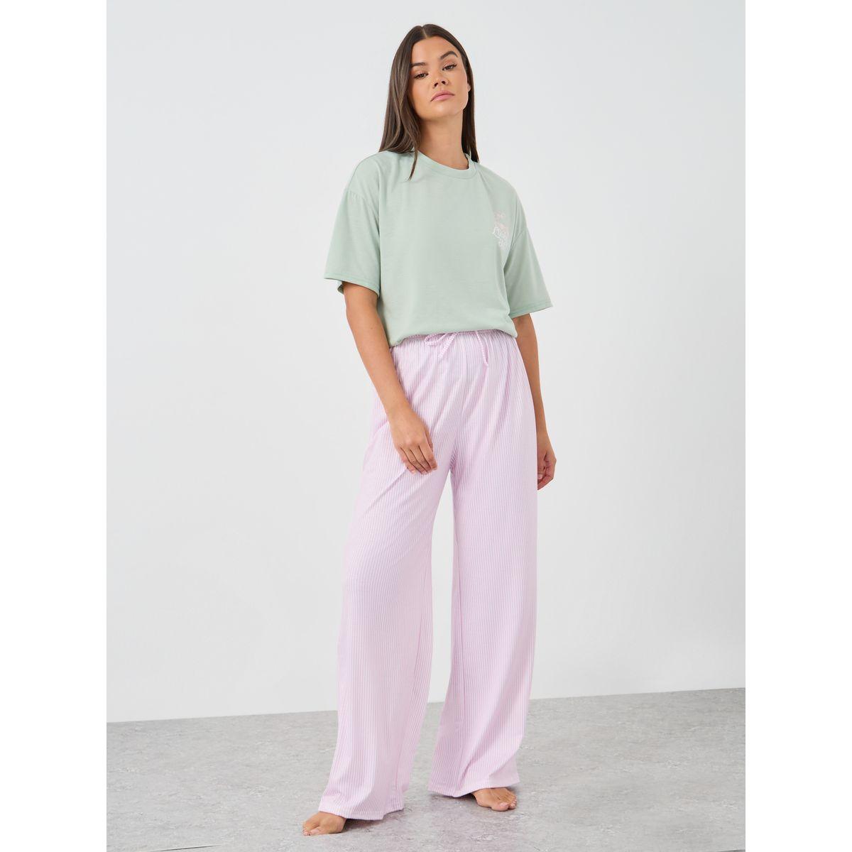 طقم بيجاما من بنطال وتيشيرت بطبعة كتابة-women-clothing-nightwear-pyjamas-longsets-image-5