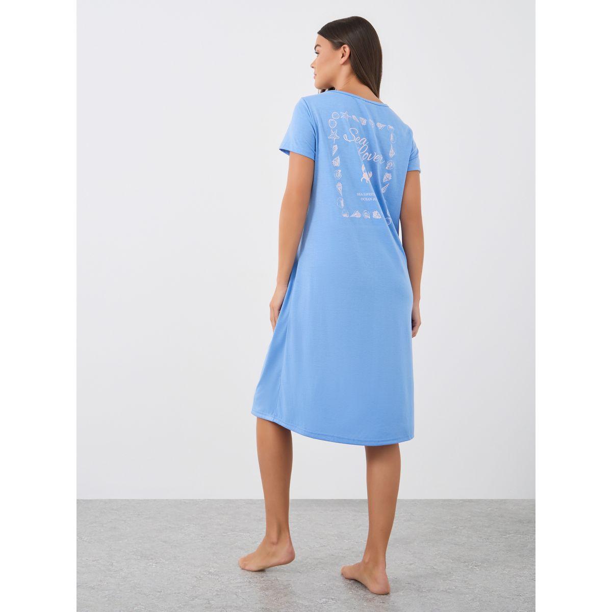 Styli Slogan Print Short Sleeve Sleep T-Shirt Dress-women-clothing-nightwear-nighties-image-4