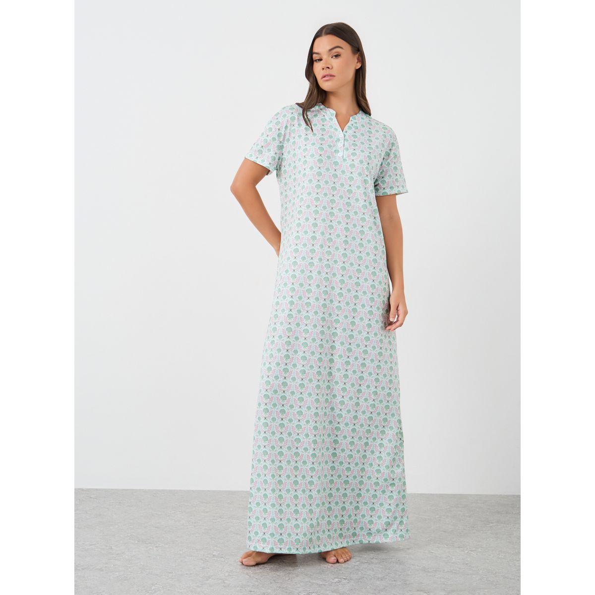 Styli All-Over Floral Print Short Sleeve Nightdress-women-clothing-nightwear-nighties-image-1