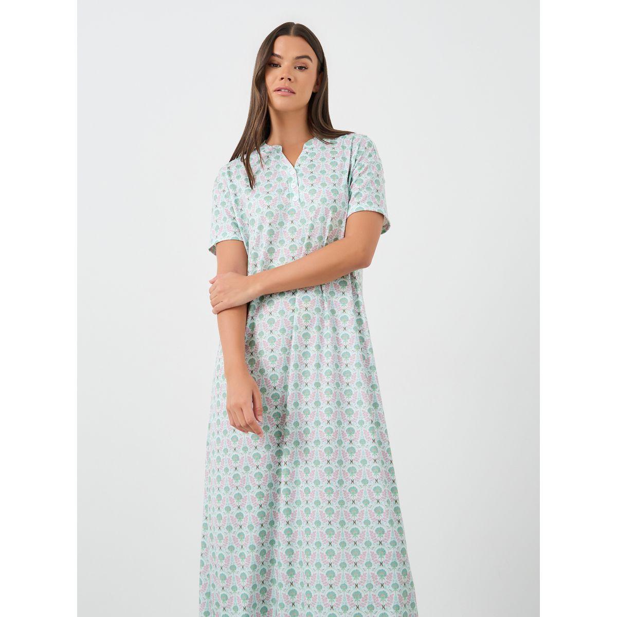 Styli All-Over Floral Print Short Sleeve Nightdress-women-clothing-nightwear-nighties-image-2