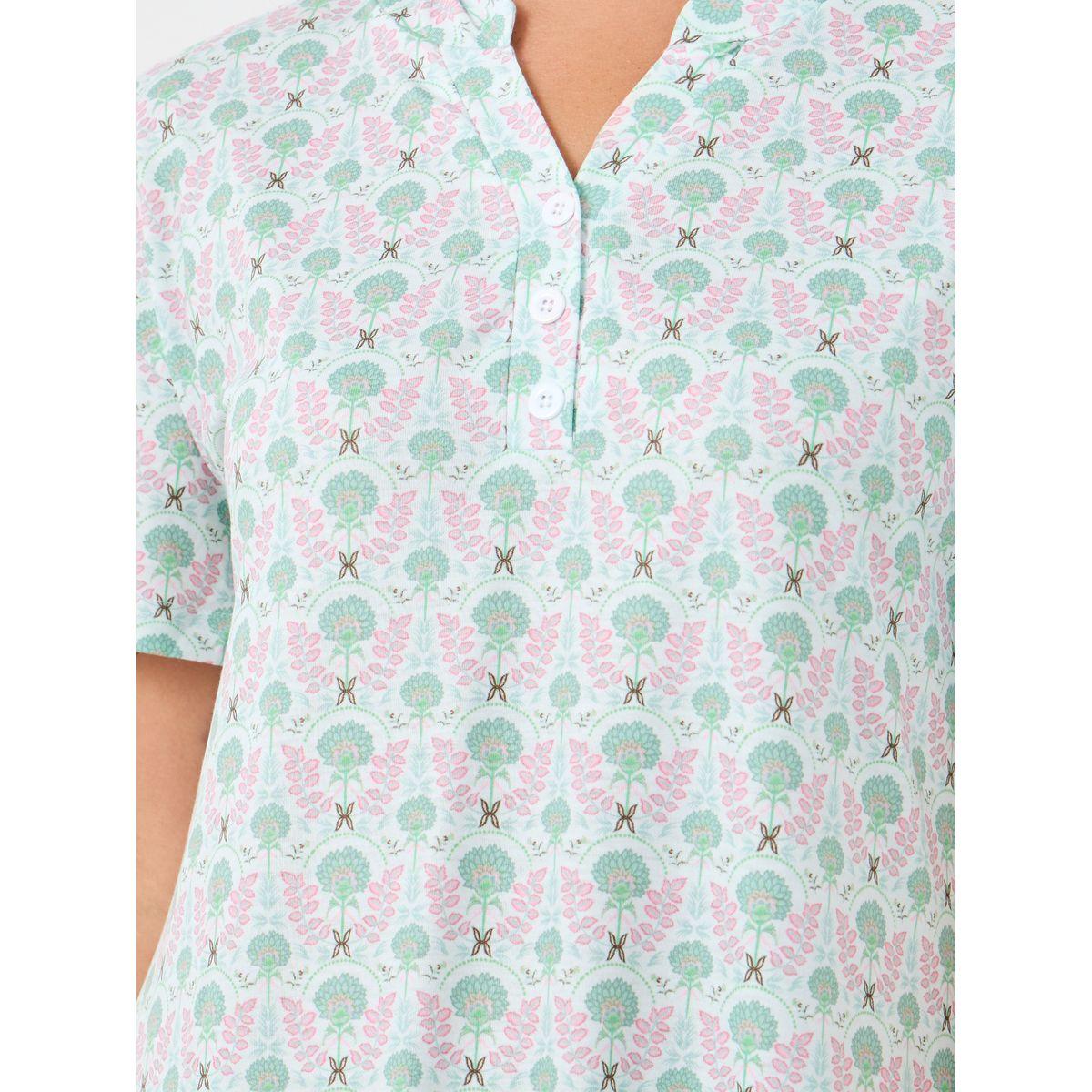 Styli All-Over Floral Print Short Sleeve Nightdress-women-clothing-nightwear-nighties-image-3