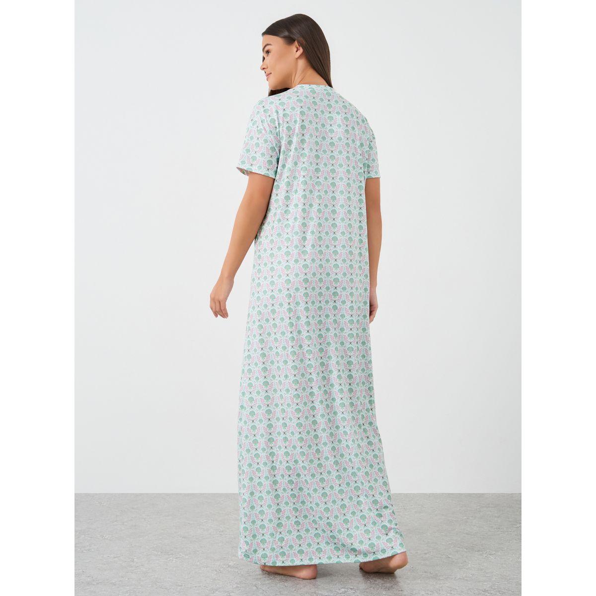 Styli All-Over Floral Print Short Sleeve Nightdress-women-clothing-nightwear-nighties-image-4