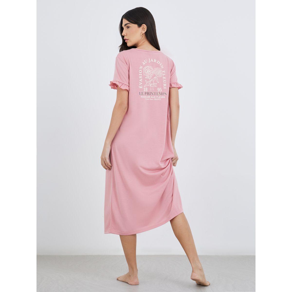 Styli Graphic Print Ruffled Sleeve Sleep T-Shirt-women-clothing-nightwear-nighties-image-1