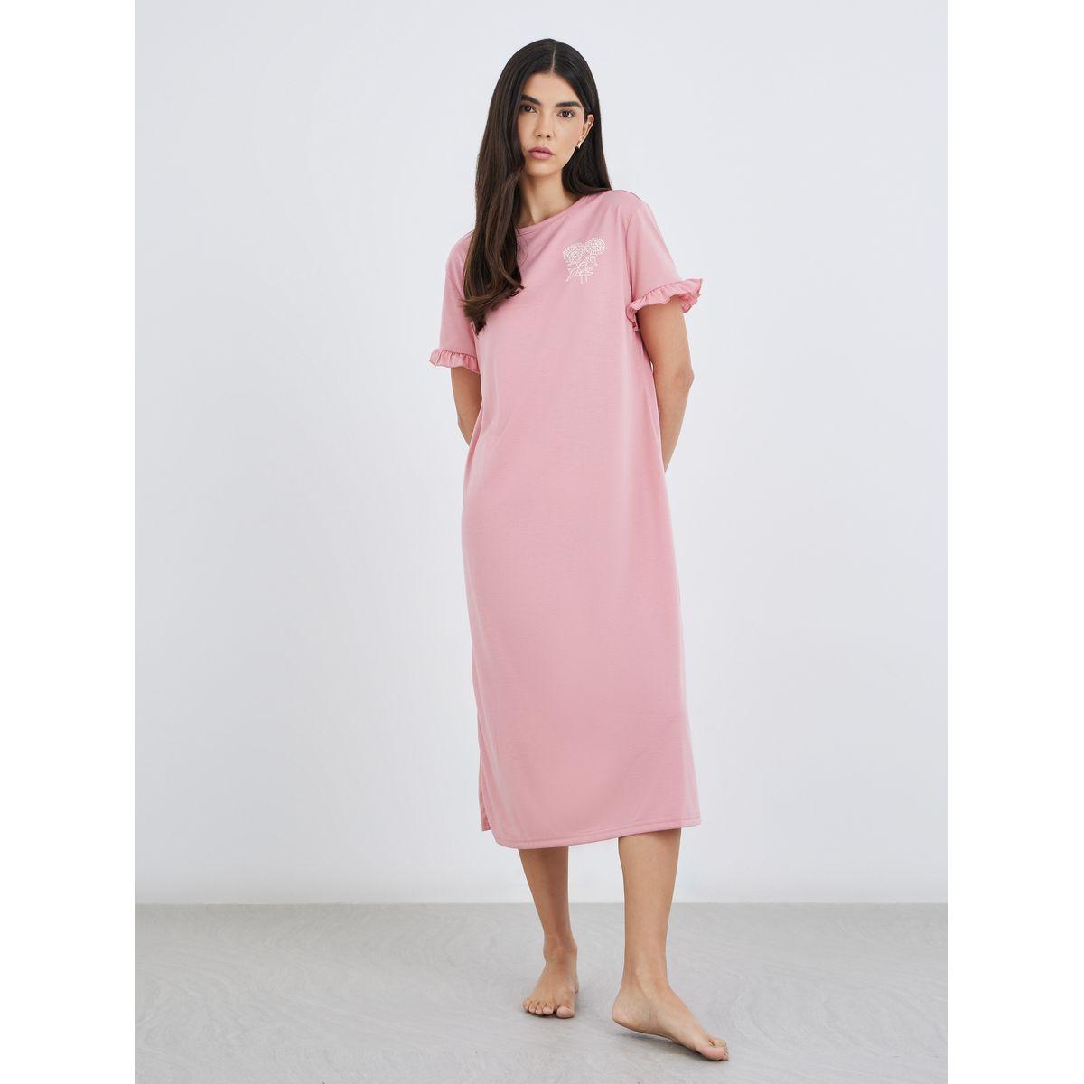 Styli Graphic Print Ruffled Sleeve Sleep T-Shirt-women-clothing-nightwear-nighties-image-2