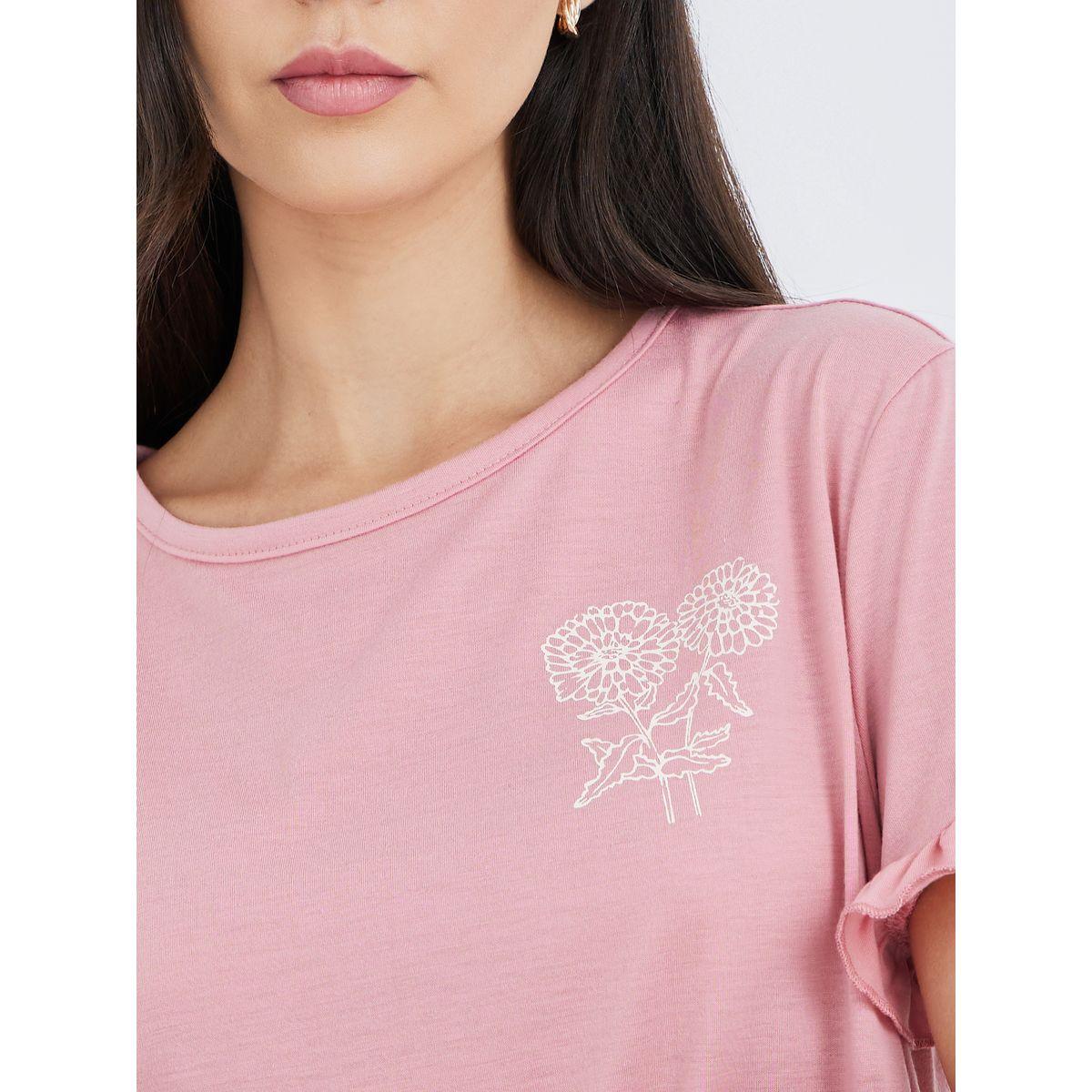 Styli Graphic Print Ruffled Sleeve Sleep T-Shirt-women-clothing-nightwear-nighties-image-4