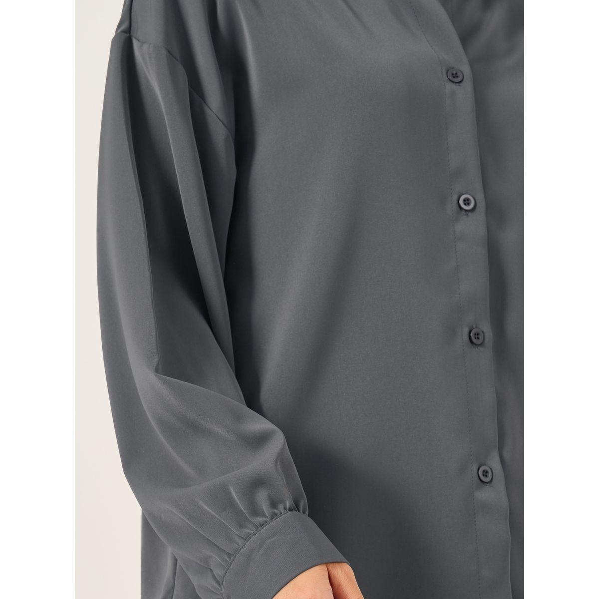 Styli Solid Spread Collar Oversized Shirt-women-clothing-shirtsandblouses-shirts-image-4
