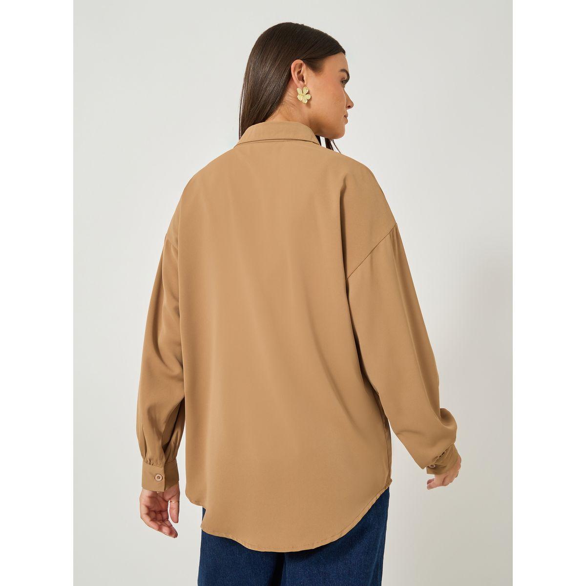 Styli Solid Balloon Sleeve Oversized Shirt-women-clothing-shirtsandblouses-shirts-image-5