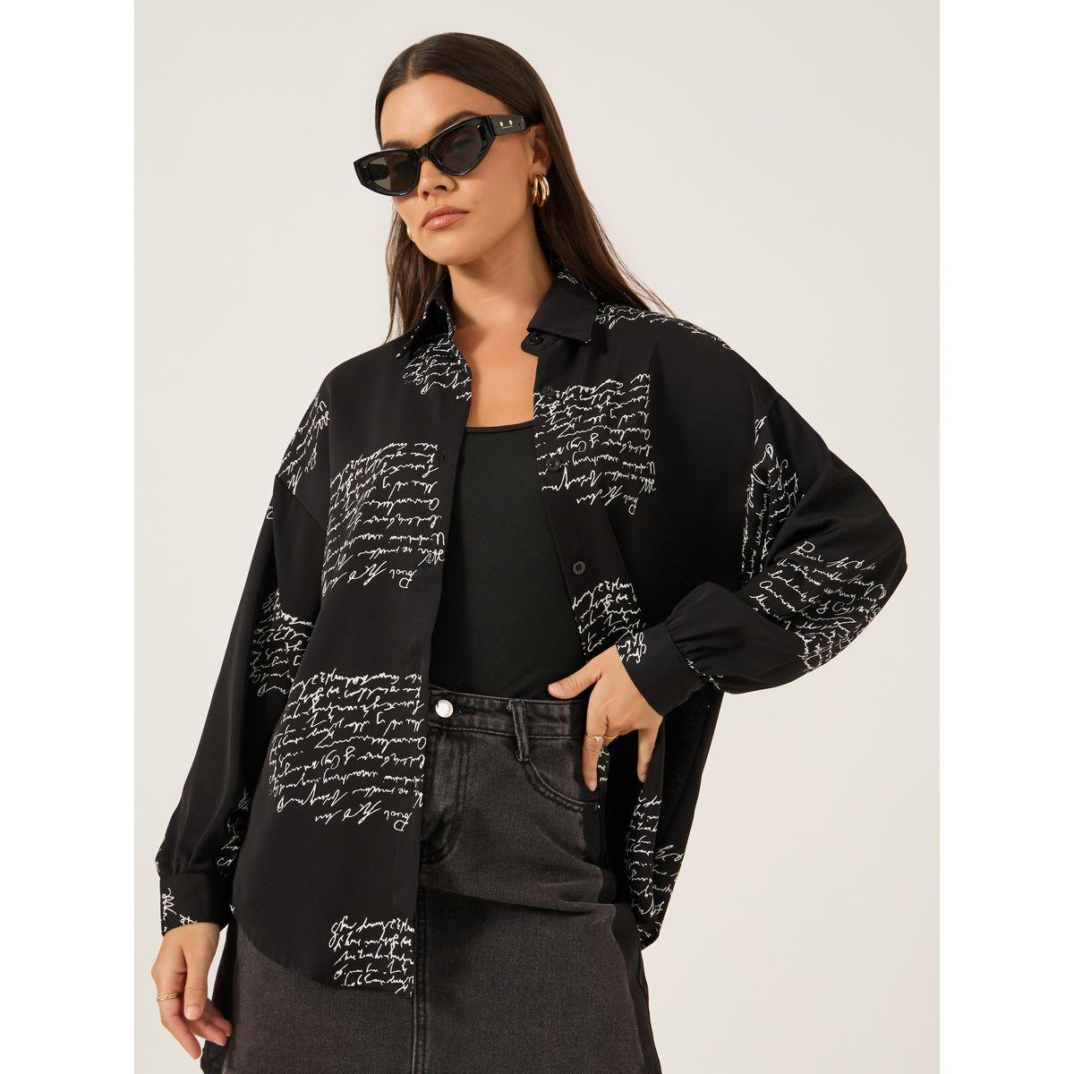 بلوزة فضفاضة مطبعة بياقة سبريد-women-clothing-shirtsandblouses-shirts-image-1