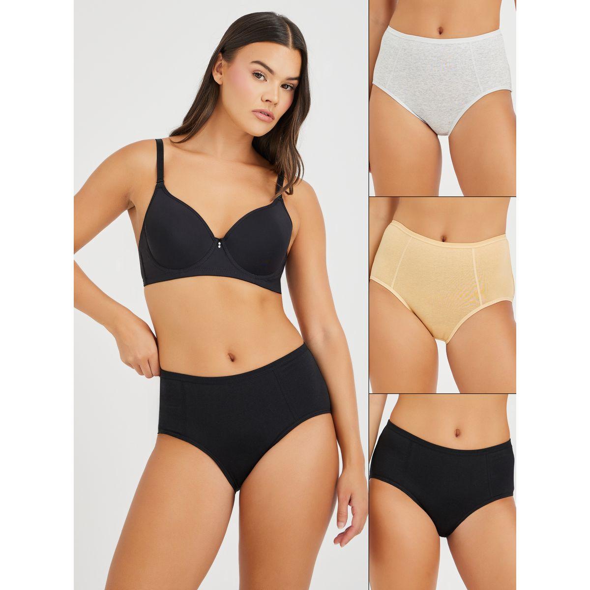 Styli Pack of 3 - Solid Cotton Full Briefs-women-clothing-lingerie-panties-image-1
