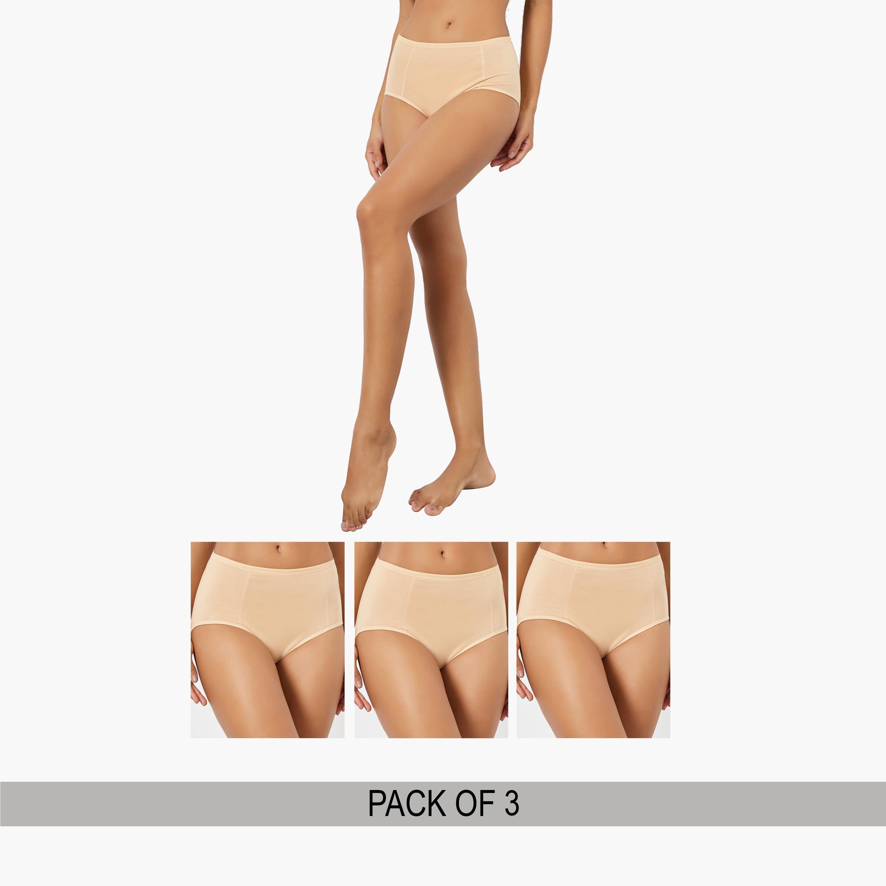 Styli Pack of 3 - Nude Full Coverage Cotton Briefs-women-clothing-lingerie-panties-image-1