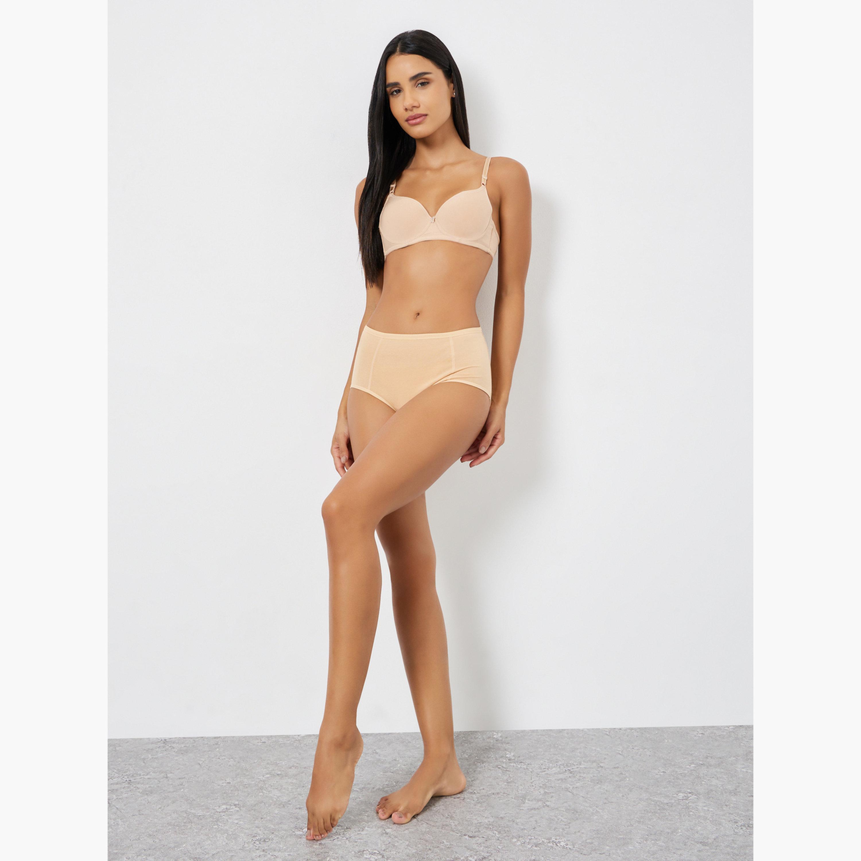 Styli Pack of 3 - Nude Full Coverage Cotton Briefs-women-clothing-lingerie-panties-image-2