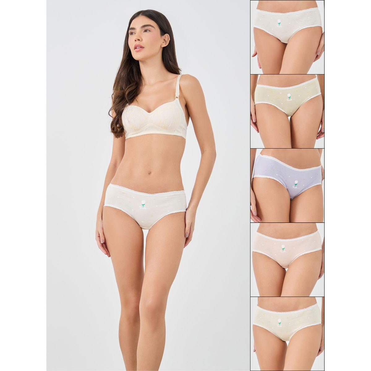 مجموعة من 5 سراويل داخلية بتفاصيل مُتباينة-women-clothing-lingerie-panties-image-1