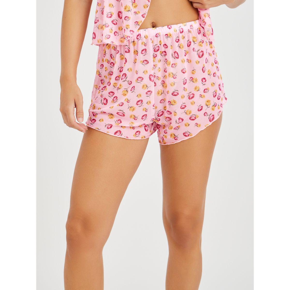 مجموعة من شورت وبلوزة مطبعة بزهور-women-clothing-lingerie-lingeriesets-image-4