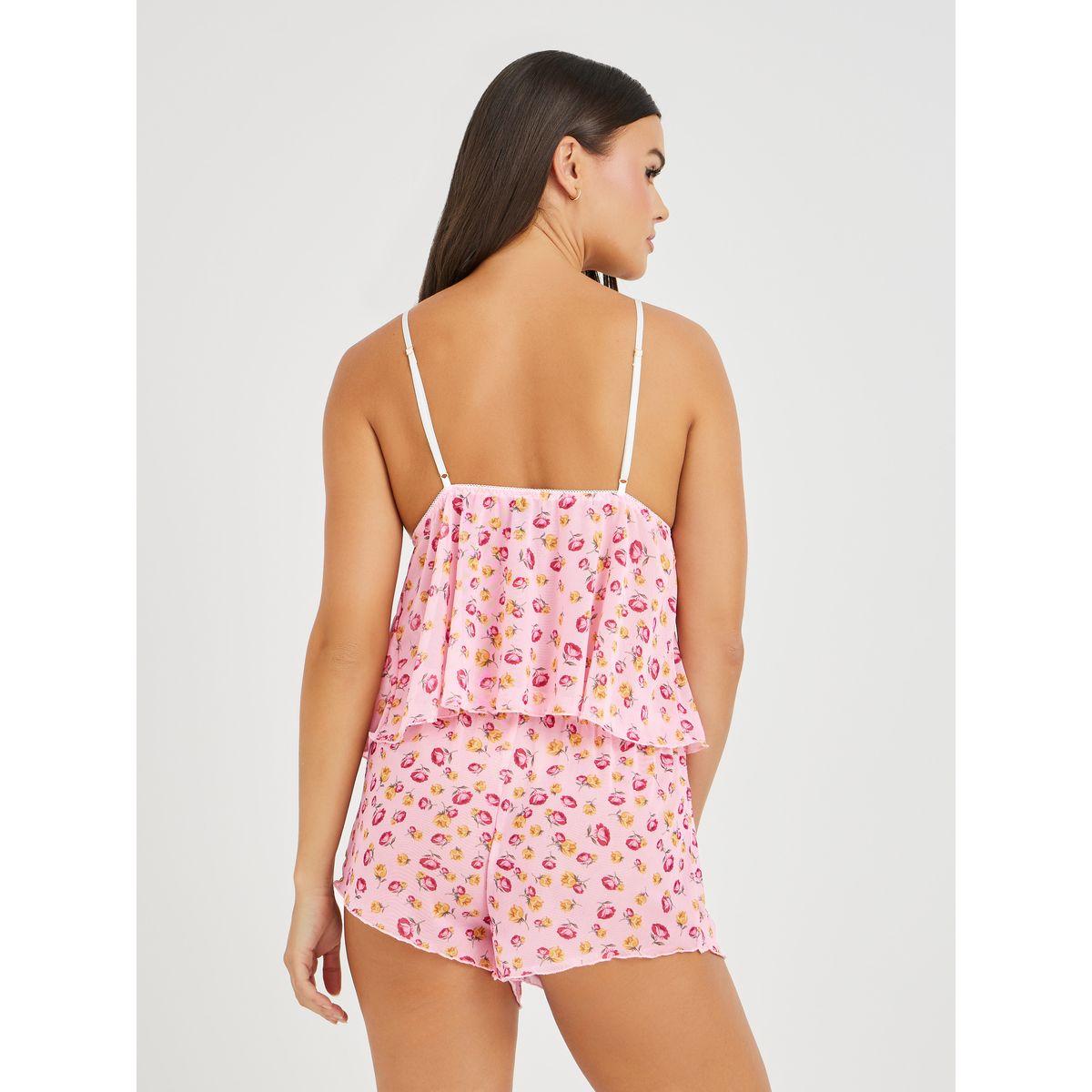 مجموعة من شورت وبلوزة مطبعة بزهور-women-clothing-lingerie-lingeriesets-image-5