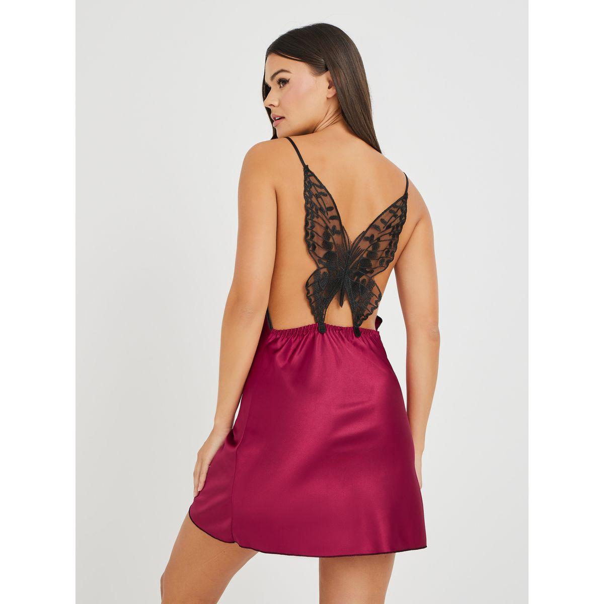 قميص نوم ساتان بياقة منسدلة-women-clothing-lingerie-babydollsandbodysuits-image-1