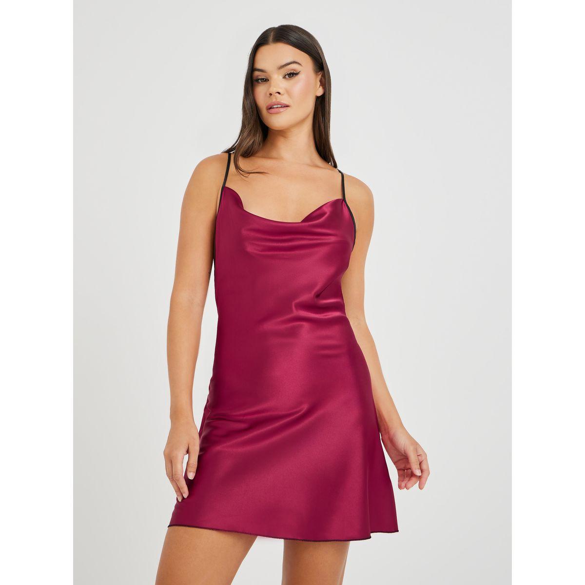 قميص نوم ساتان بياقة منسدلة-women-clothing-lingerie-babydollsandbodysuits-image-2