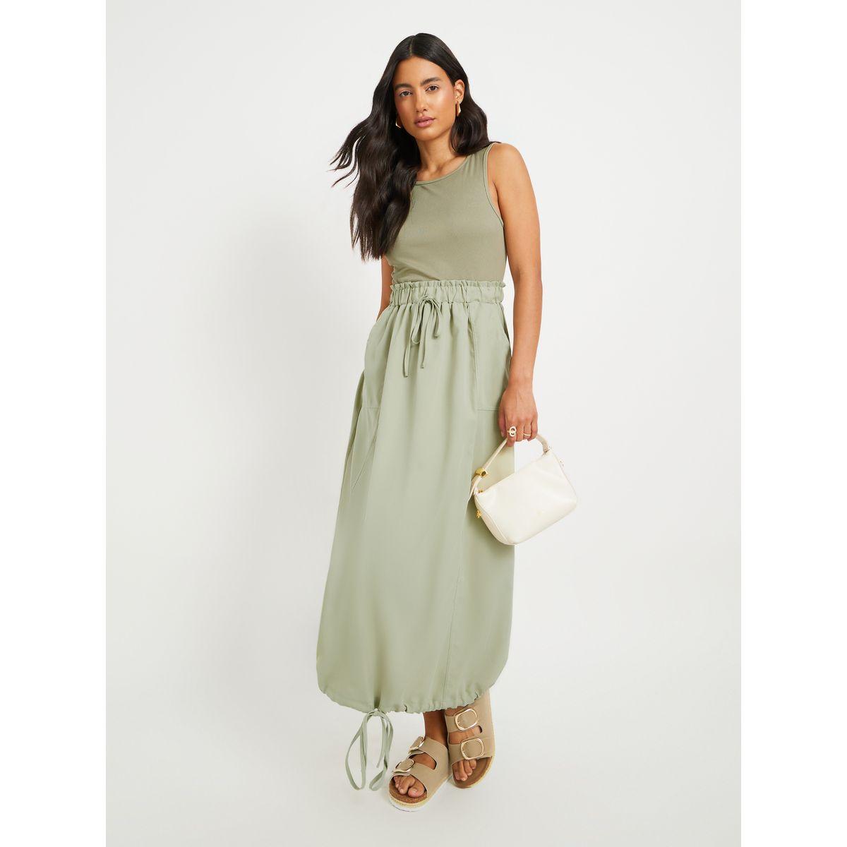 Styli Solid Sleeveless Twofer A-Line Midi Dress-women-clothing-dresses-image-2