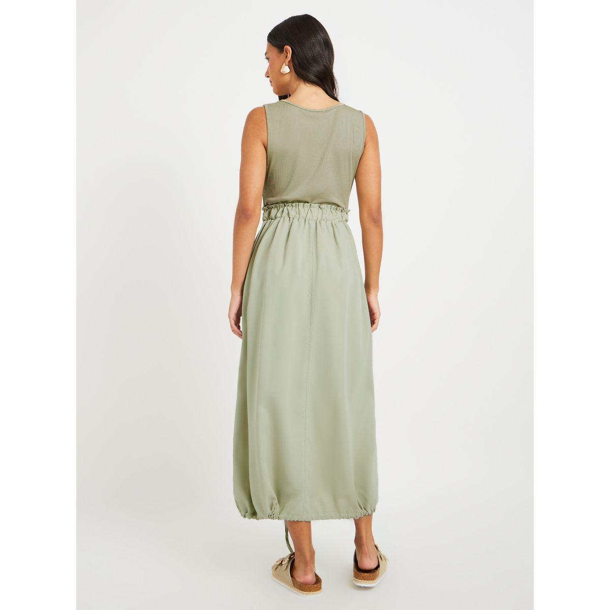 فستان توفر ميدي سادة بلا أكمام-women-clothing-dresses-image-1