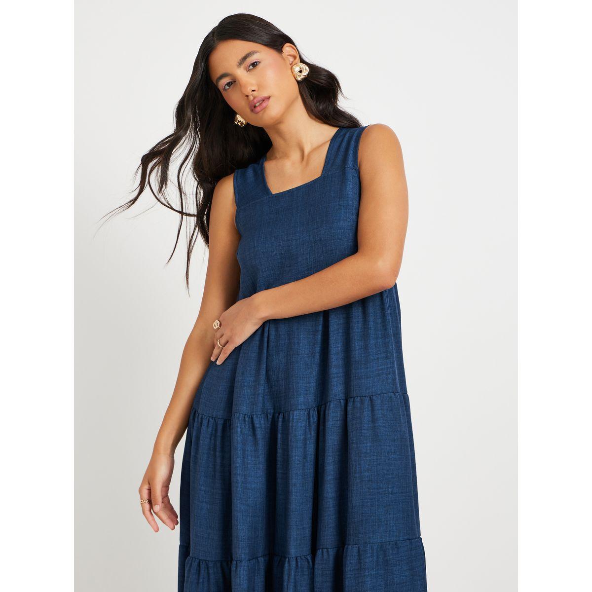 فستان طويل سادة بلا أكمام مع كسرات-women-clothing-dresses-image-3