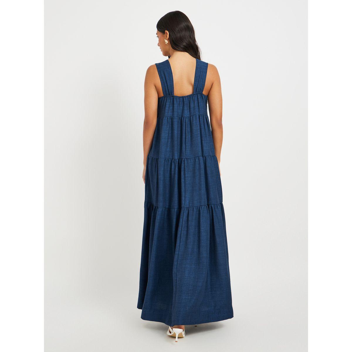 Styli Solid Sleeveless Tiered Maxi Dress-women-clothing-dresses-image-5
