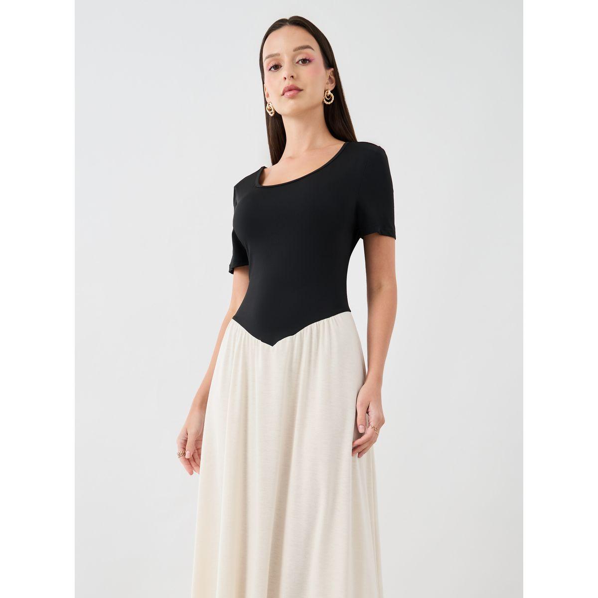 Styli Solid Two Tone Wide Neck Maxi Dress-women-clothing-dresses-image-2
