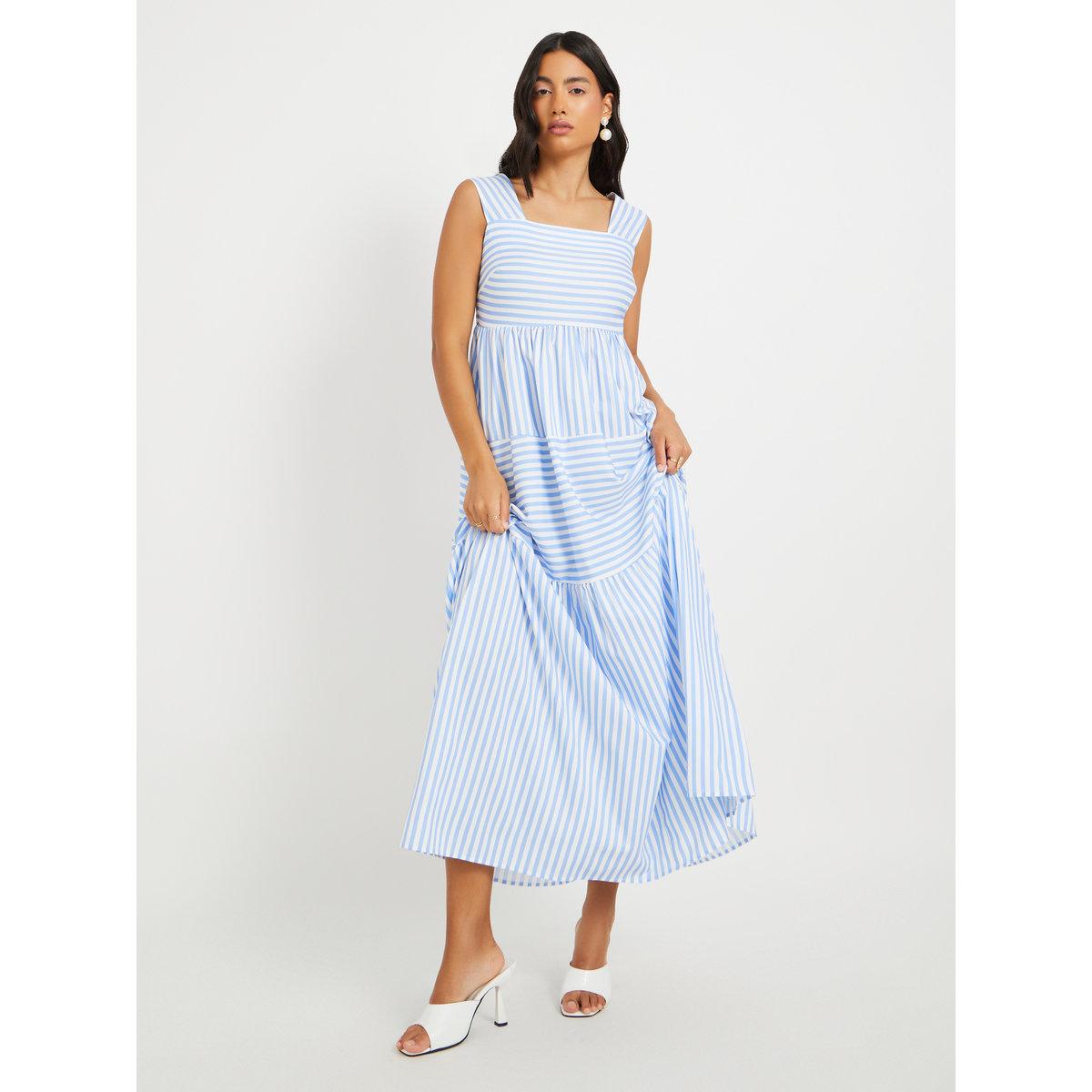 فستان طويل مخطط بلا أكمام مع ياقة مربعة-women-clothing-dresses-image-2