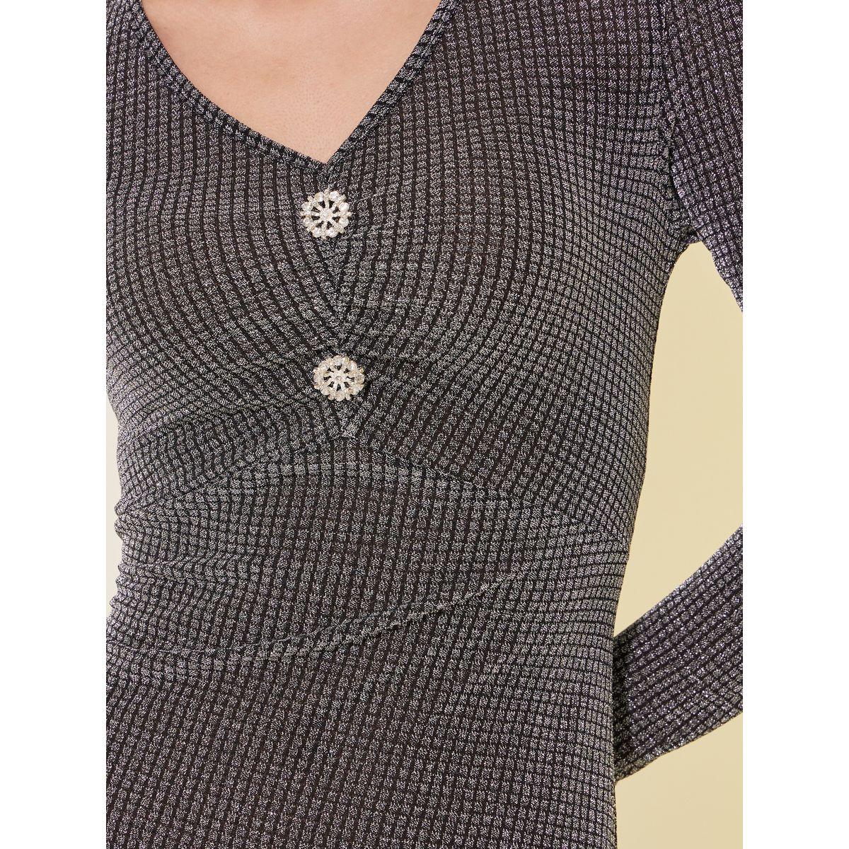 Styli Texture Embellished V-Neck Midi Dress-women-clothing-dresses-image-4
