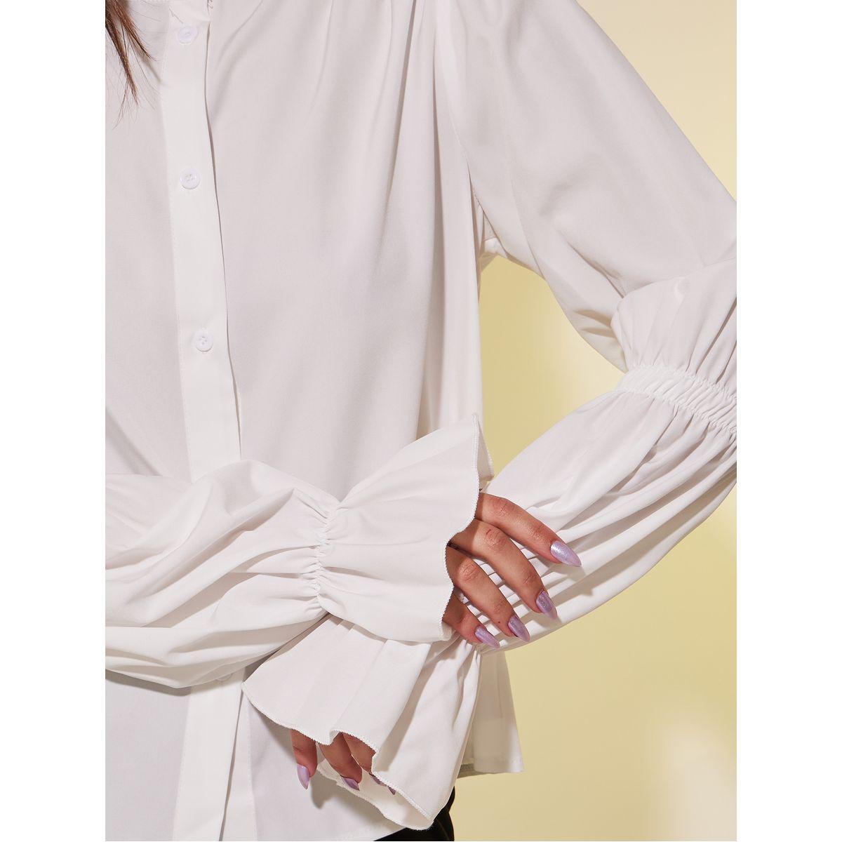 بلوزة فضفاضة سادة بأكمام فانوس-women-clothing-shirtsandblouses-shirts-image-4