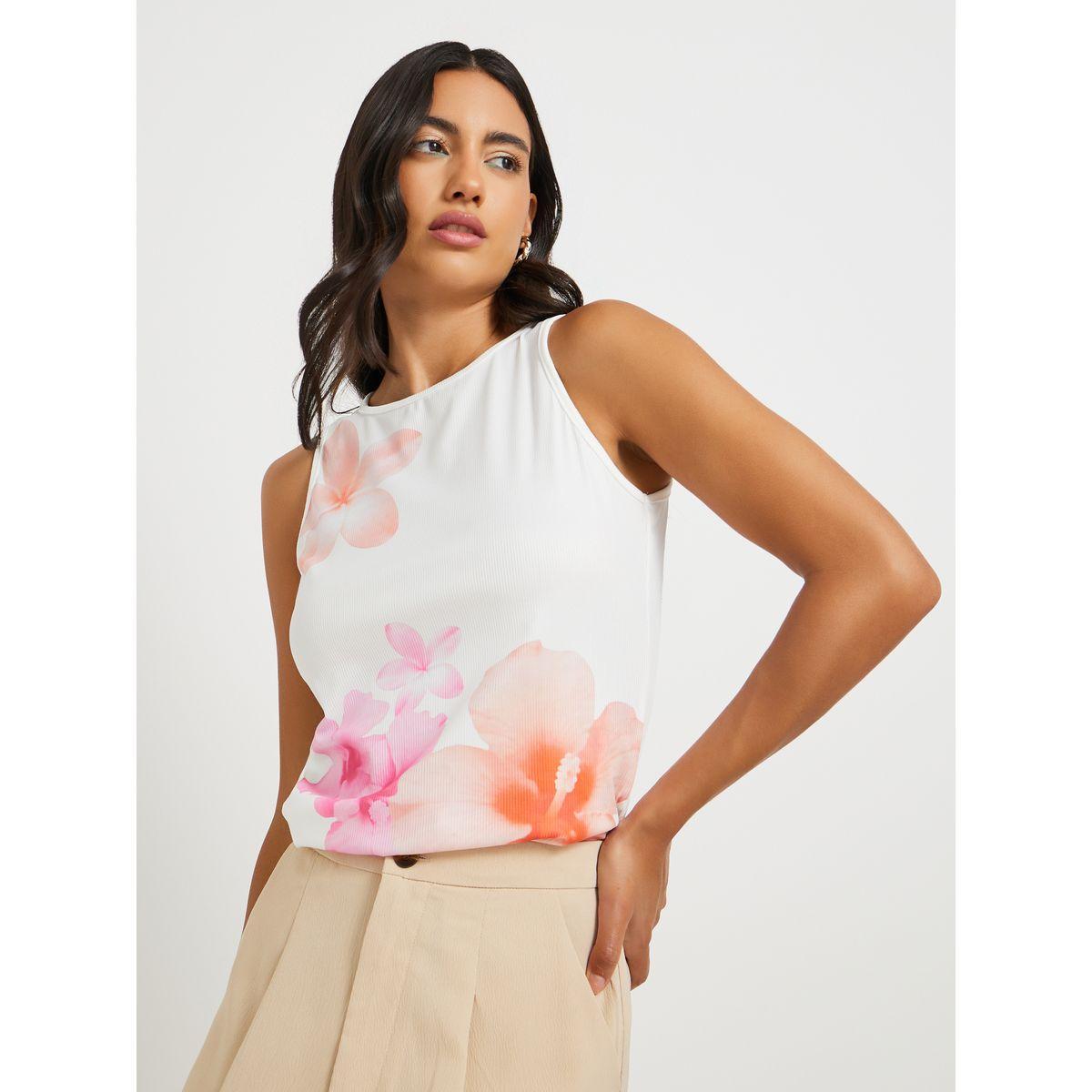بلوزة بلا أكمام مطبعة بزهور مع ياقة دائرية-women-clothing-shirtsandblouses-blouses-image-3