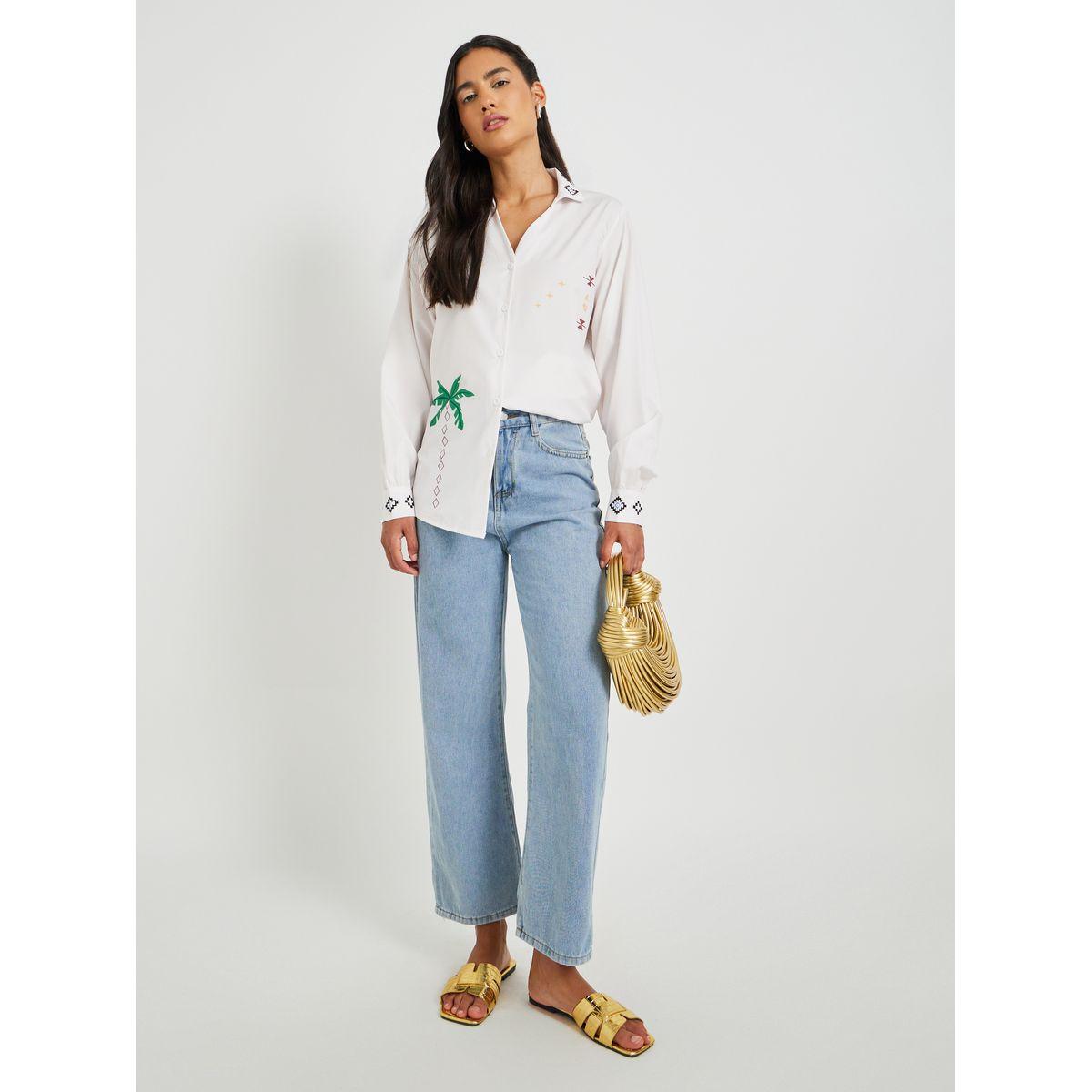 Styli Graphic Print Spread Collar Oversized Shirt-women-clothing-shirtsandblouses-shirts-image-2
