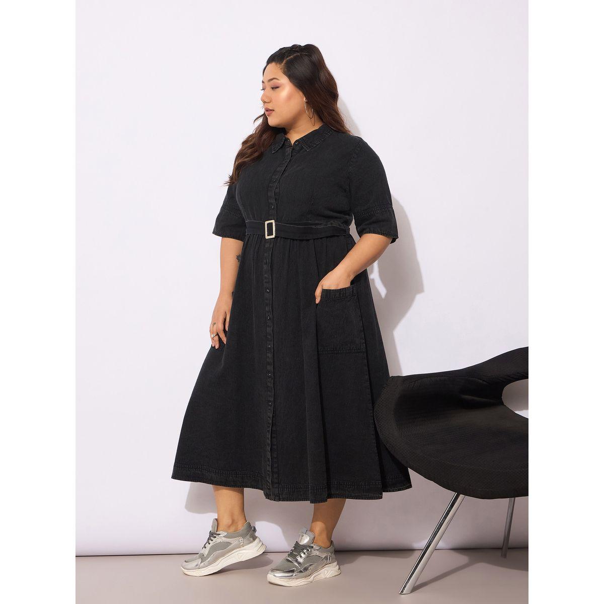 فستان ميدي بمقاس كبير وحزام خصر-women-clothing-dresses-image-3