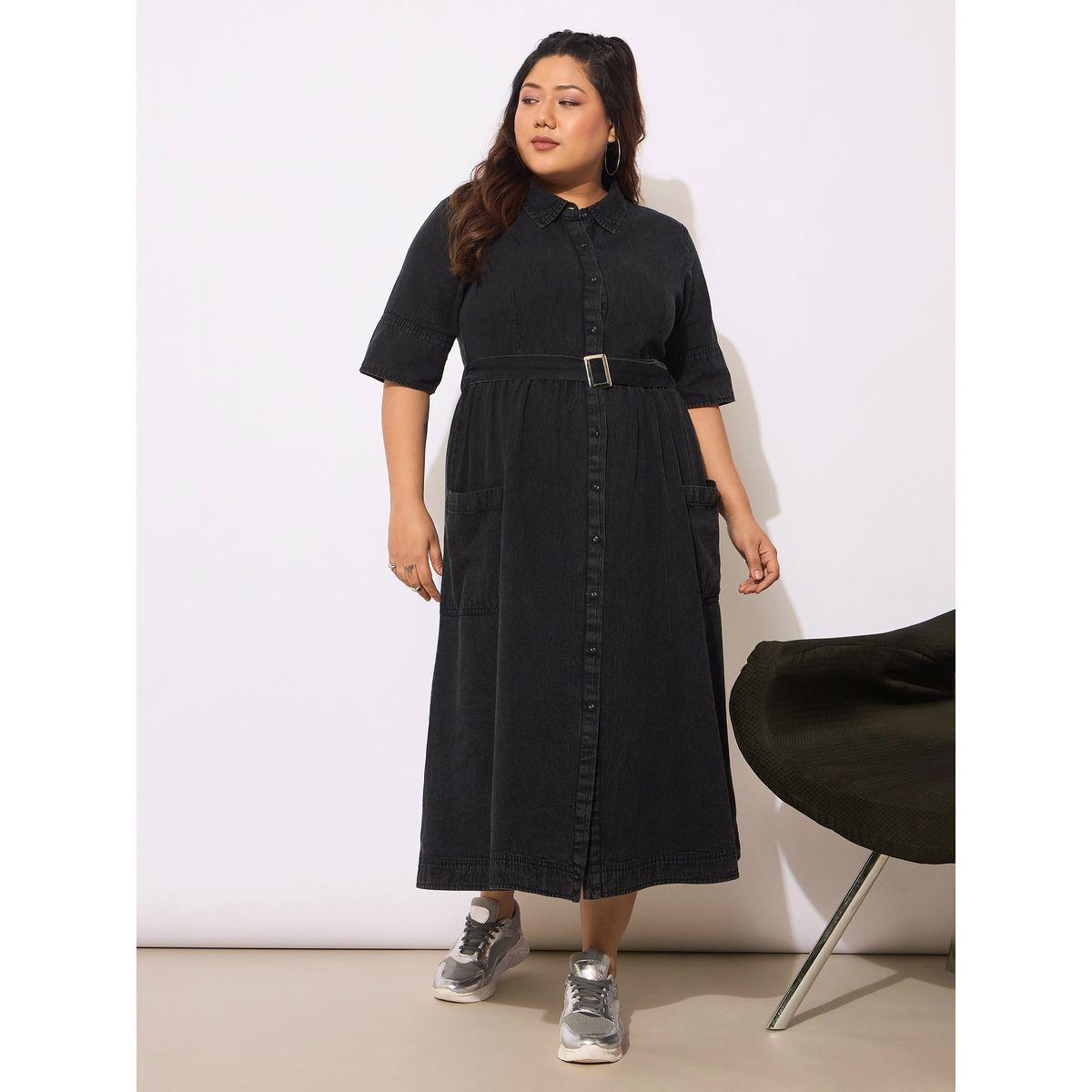 فستان ميدي بمقاس كبير وحزام خصر-women-clothing-dresses-image-6