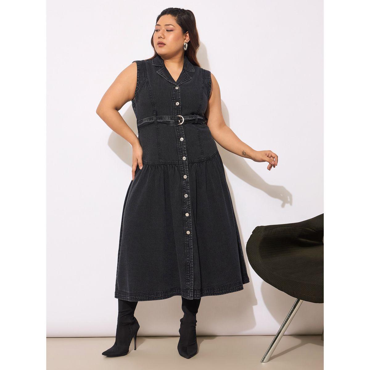 Sassafras Plus Size Buttoned Sleeveless Flared Midi Dress-women-clothing-dresses-image-1