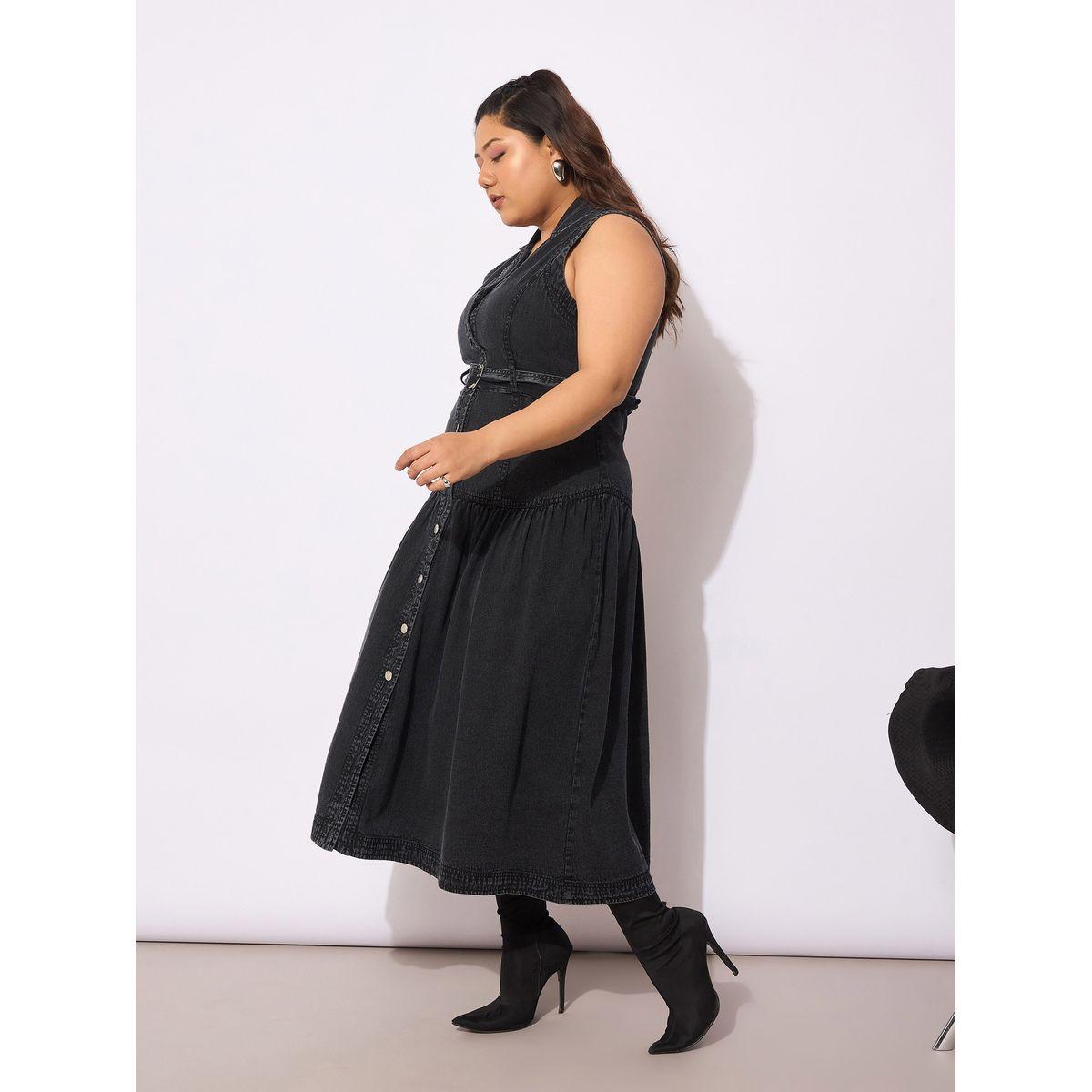Sassafras Plus Size Buttoned Sleeveless Flared Midi Dress-women-clothing-dresses-image-3