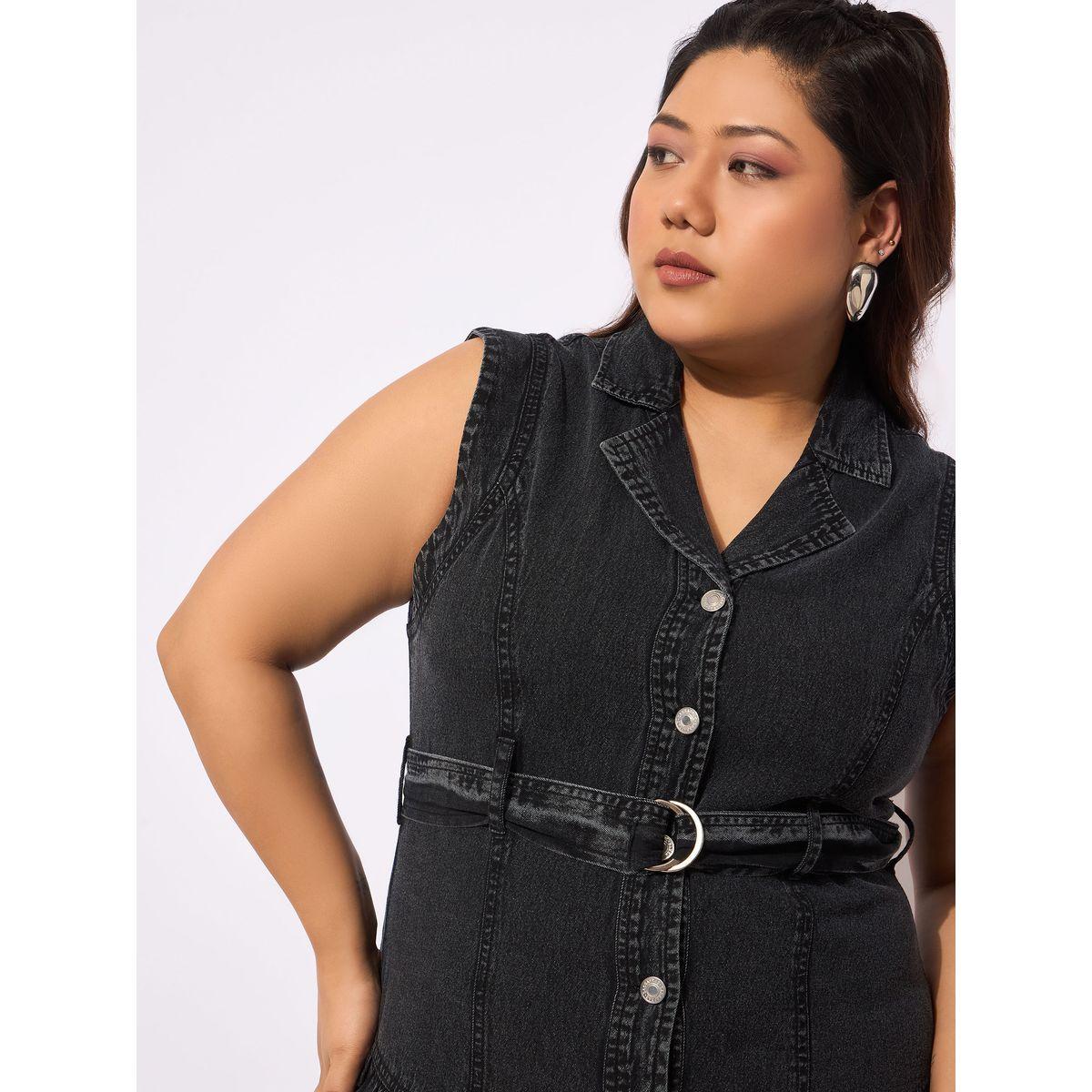 Sassafras Plus Size Buttoned Sleeveless Flared Midi Dress-women-clothing-dresses-image-4