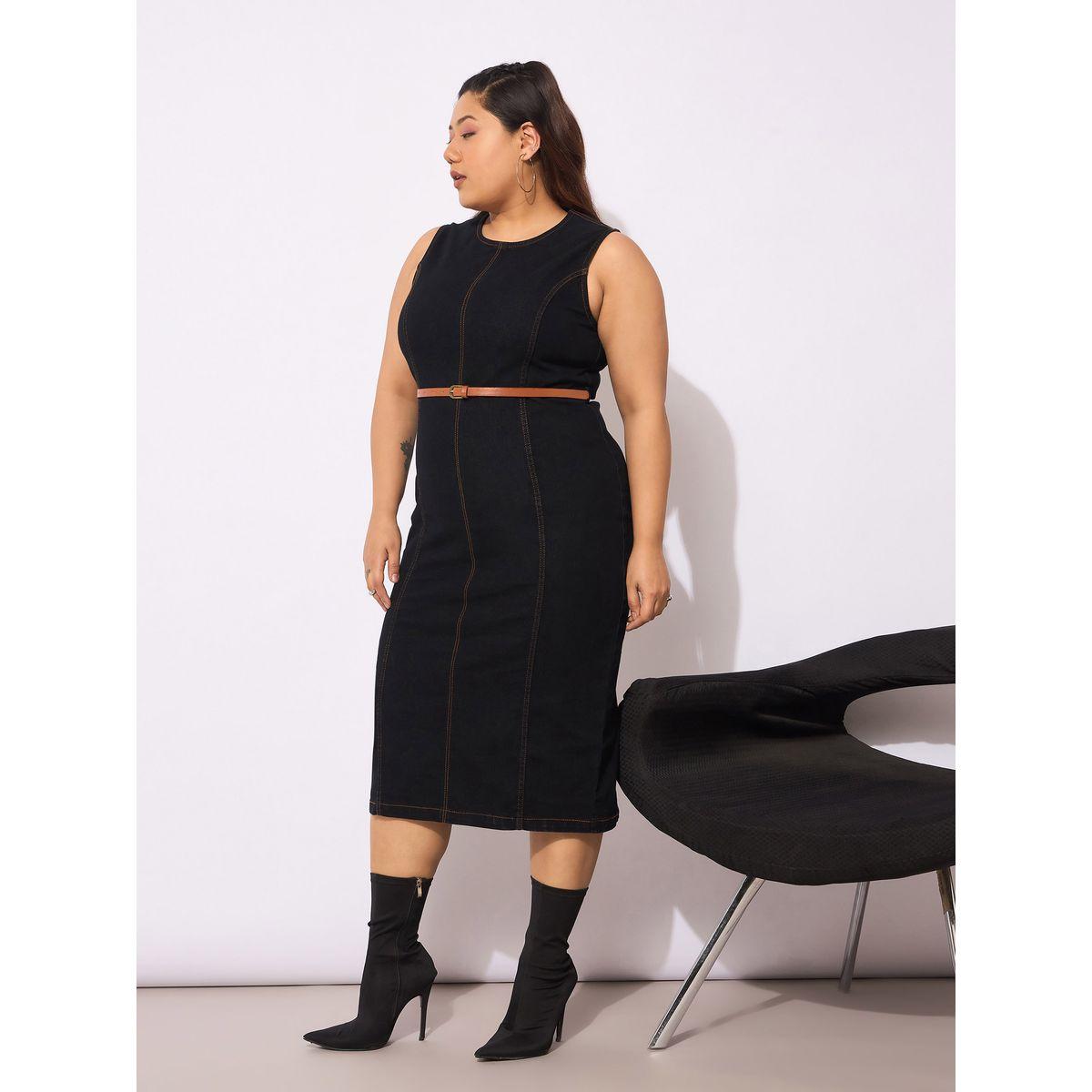 فستان ميدي بديكون بلا أكمام بمقاس كبير مع حزام-women-clothing-dresses-image-3