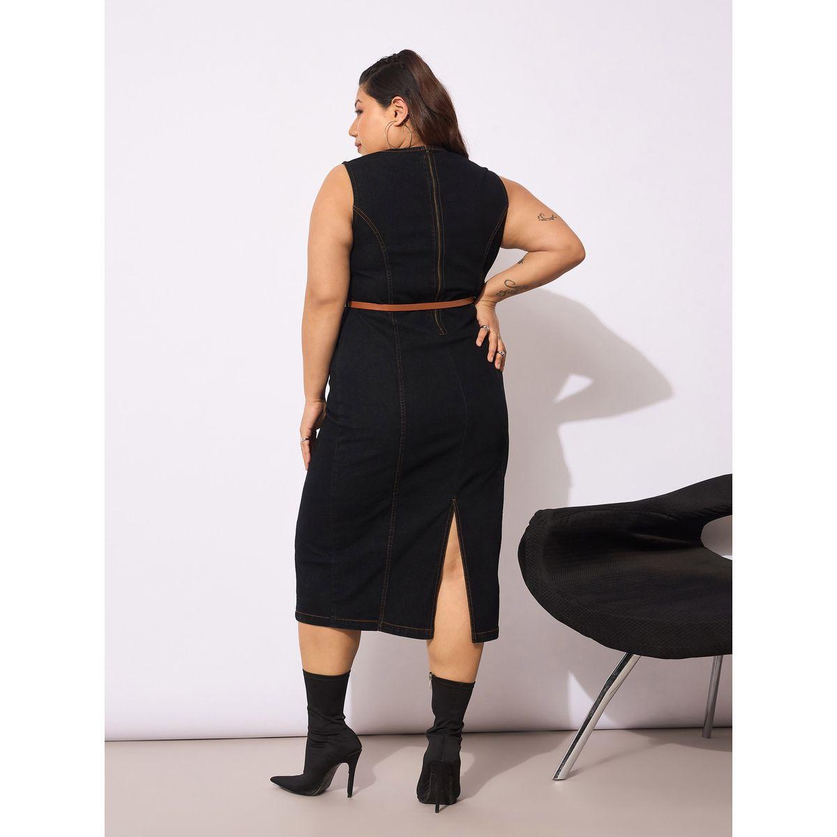 فستان ميدي بديكون بلا أكمام بمقاس كبير مع حزام-women-clothing-dresses-image-5