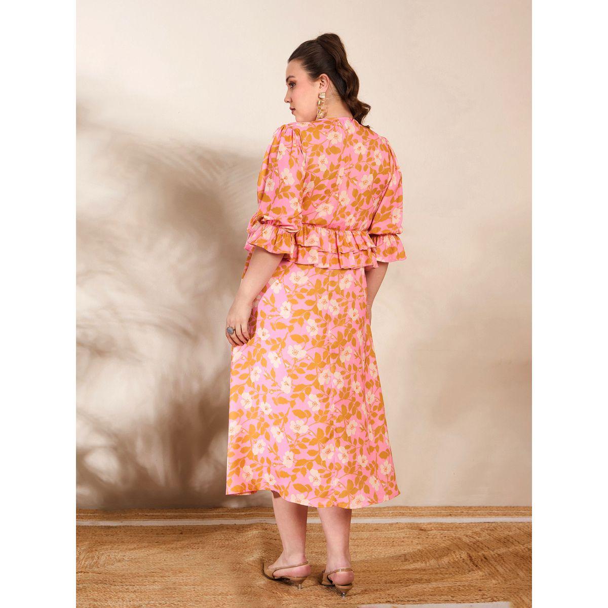 فستان ميدي بيبلوم بمقاس كبير وطبعة زهور-women-clothing-dresses-image-5