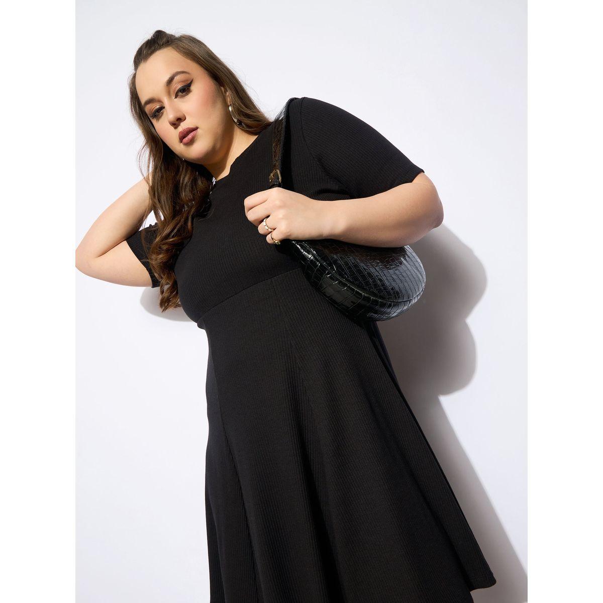 فستان بطول الركبة ومقاس كبير مع ياقة دائرية-women-clothing-dresses-image-1