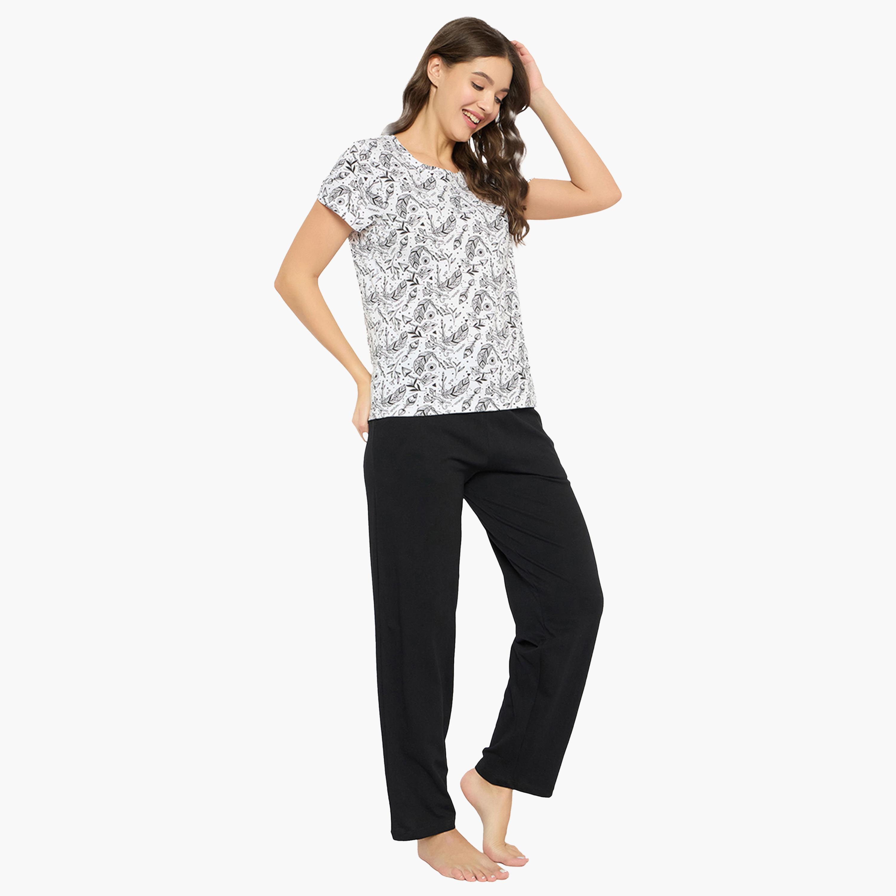 كولفيا × ستايلي - طقم قميص مطبوع بأزرار مع بنطال بيجامة للنساء-women-clothing-nightwear-pyjamas-longsets-image-3