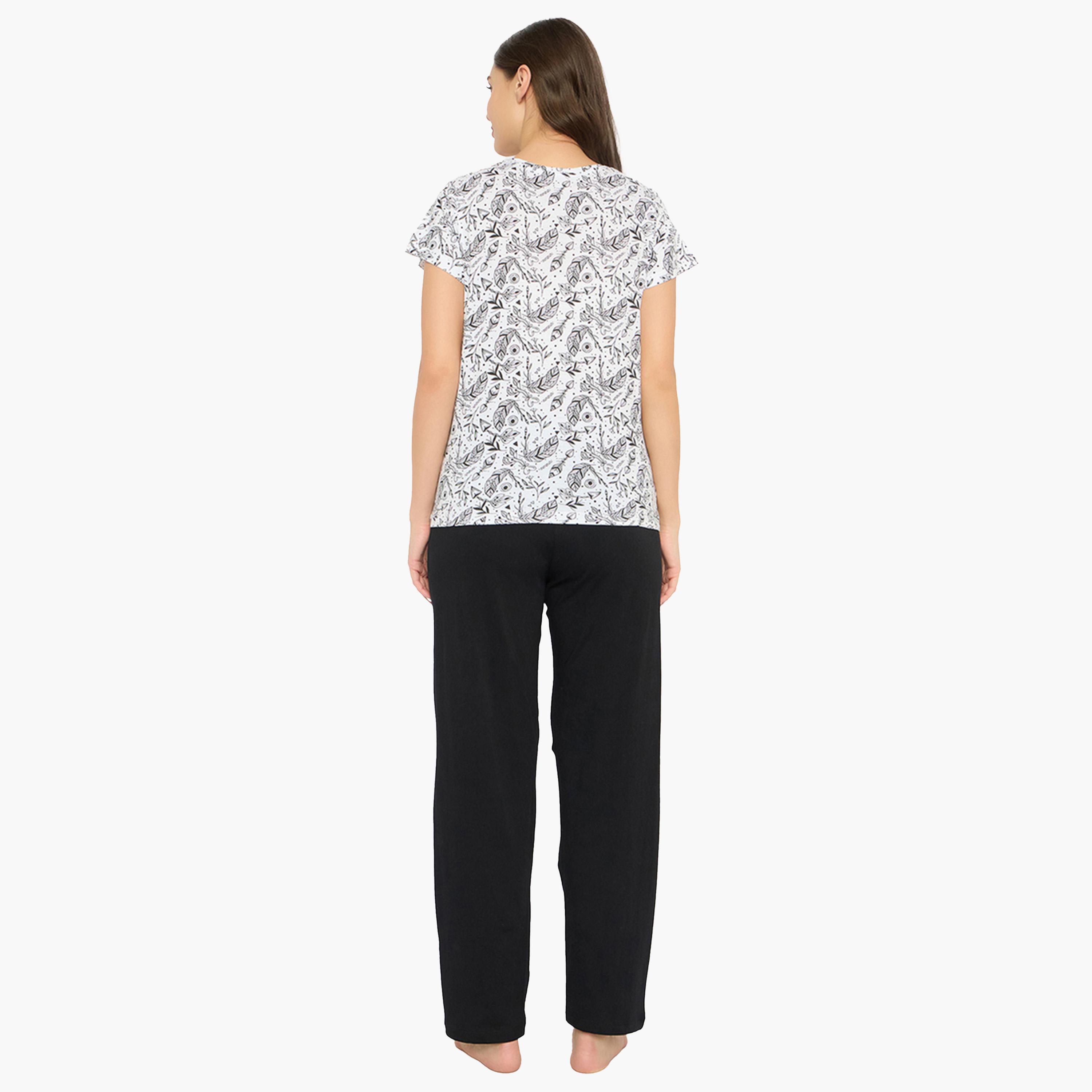 كولفيا × ستايلي - طقم قميص مطبوع بأزرار مع بنطال بيجامة للنساء-women-clothing-nightwear-pyjamas-longsets-image-4