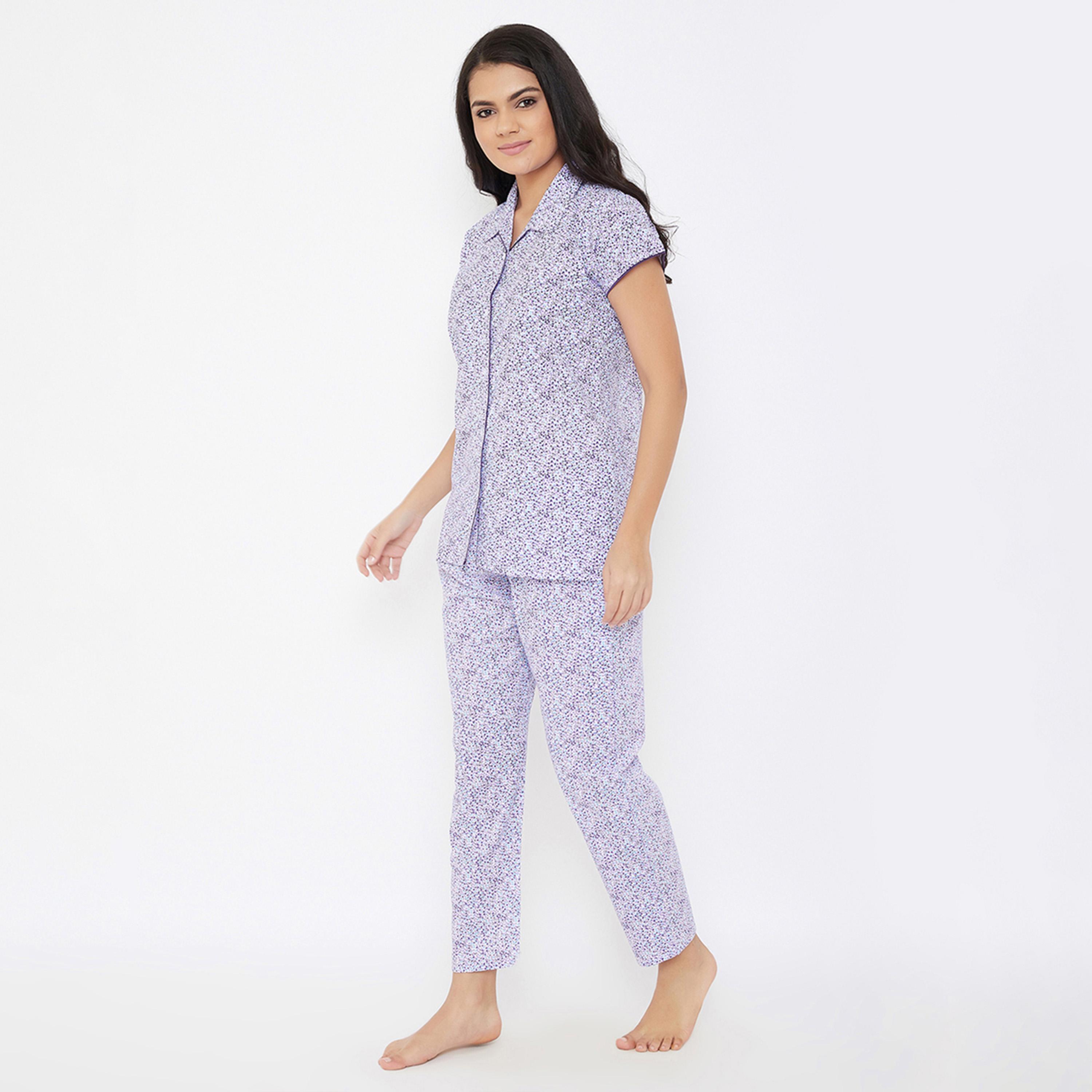 كولفيا × ستايلي - طقم بنطال بيجاما وقميص قطني بأزرار متعدد الألوان للنساء-women-clothing-nightwear-pyjamas-longsets-image-2