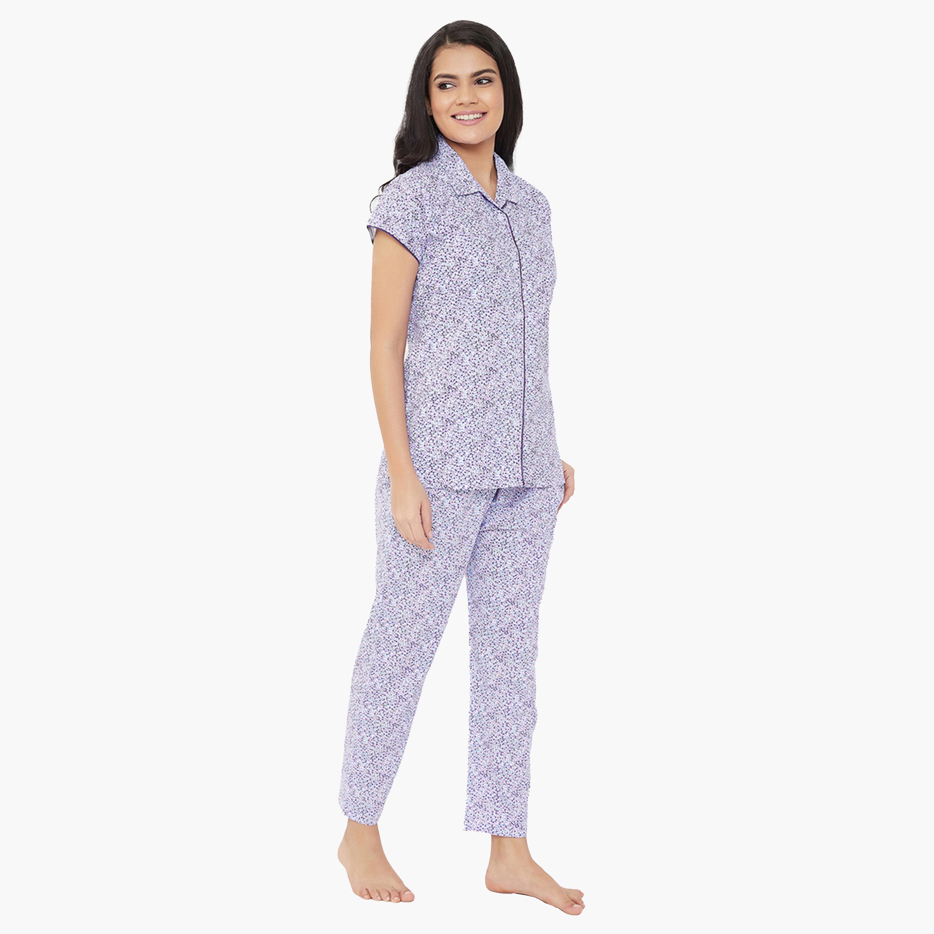 Clovia X Styli Women's Cotton Button Down Shirt & Multicolor Pyjama Sets-women-clothing-nightwear-pyjamas-longsets-image-3