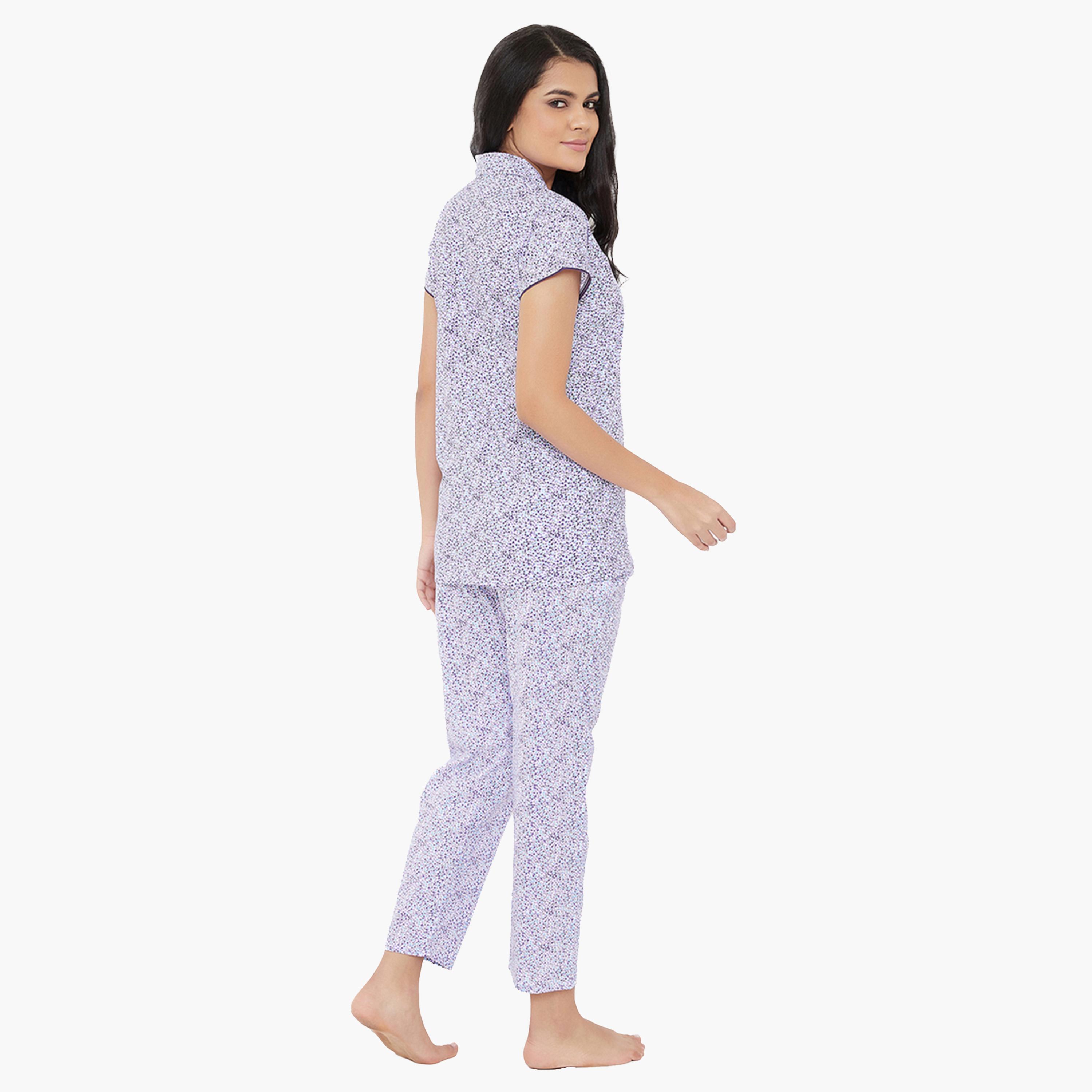 كولفيا × ستايلي - طقم بنطال بيجاما وقميص قطني بأزرار متعدد الألوان للنساء-women-clothing-nightwear-pyjamas-longsets-image-4