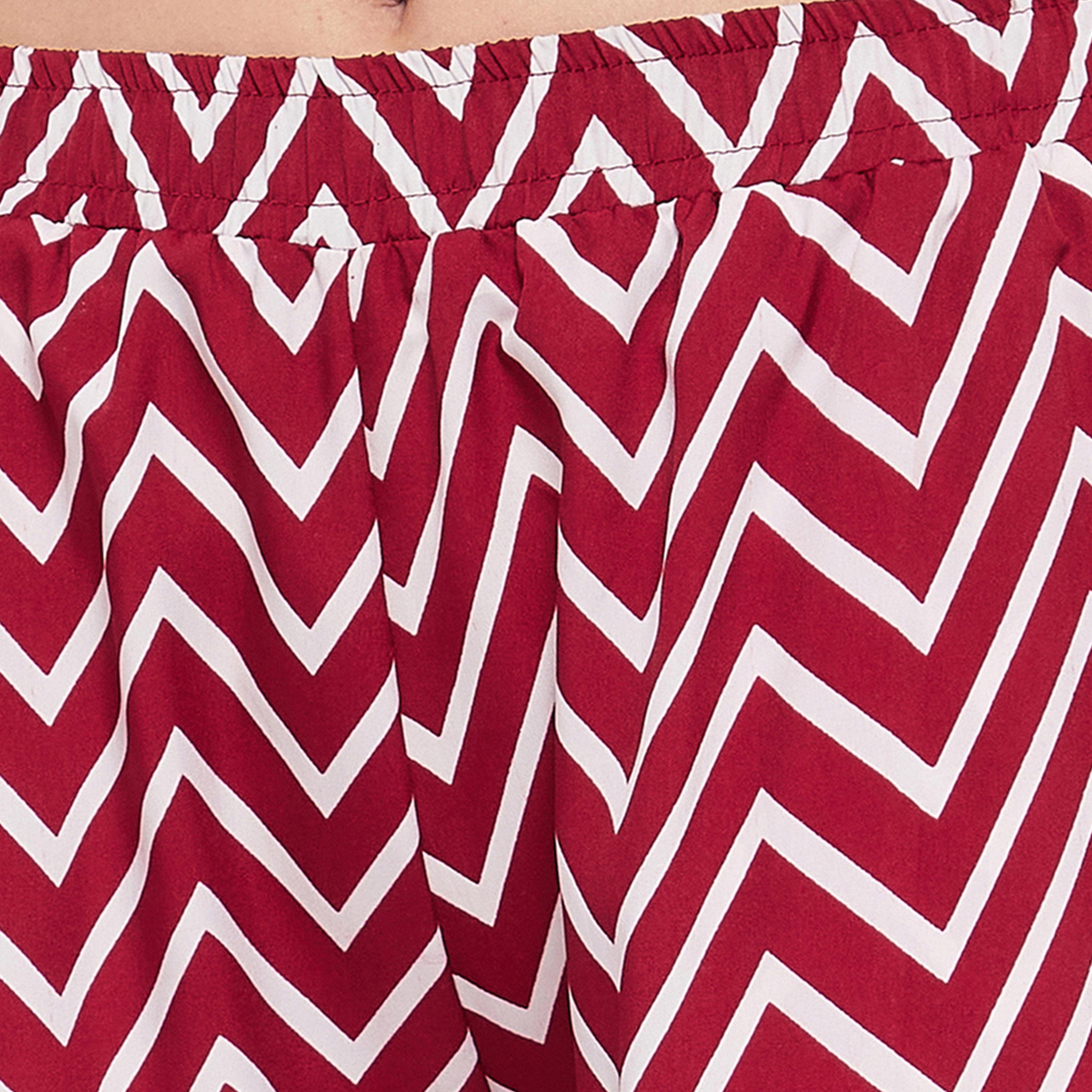 Clovia X Styli Women's Red Chevron Print Top & Pyjama Set-women-clothing-nightwear-pyjamas-longsets-image-6