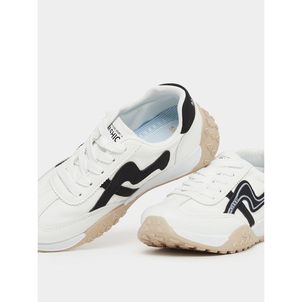 Styli Panelled Chunky Sole Lace Up Sneakers-women-shoes-sneakers-image-3