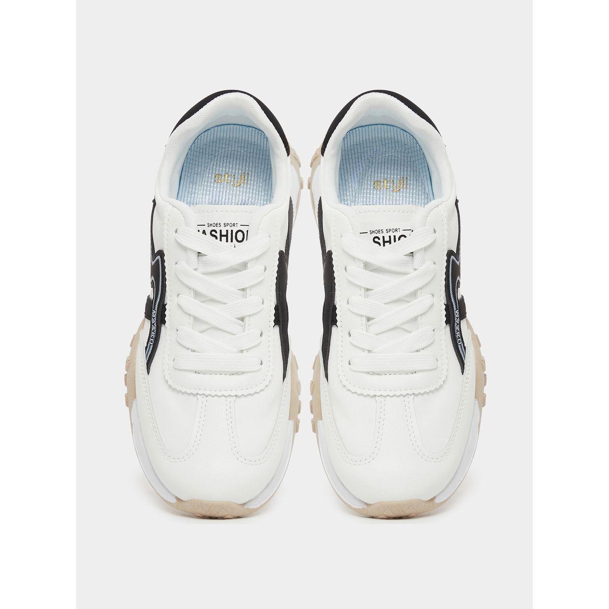 Styli Panelled Chunky Sole Lace Up Sneakers-women-shoes-sneakers-image-5