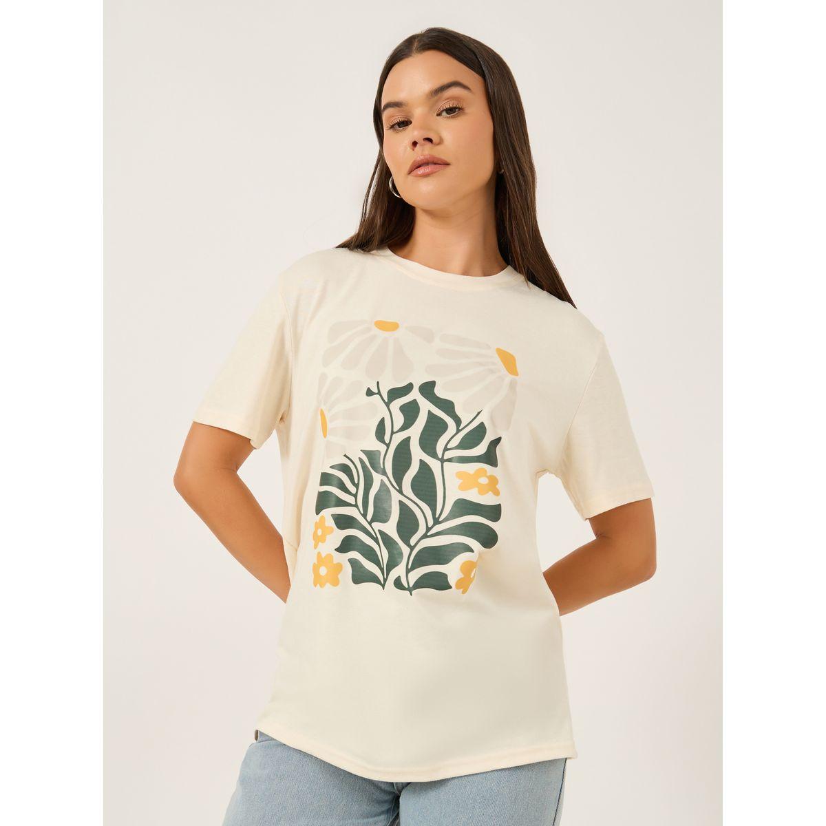 Styli Graphic Print Round Neck T-Shirt-women-clothing-tshirts-image-1