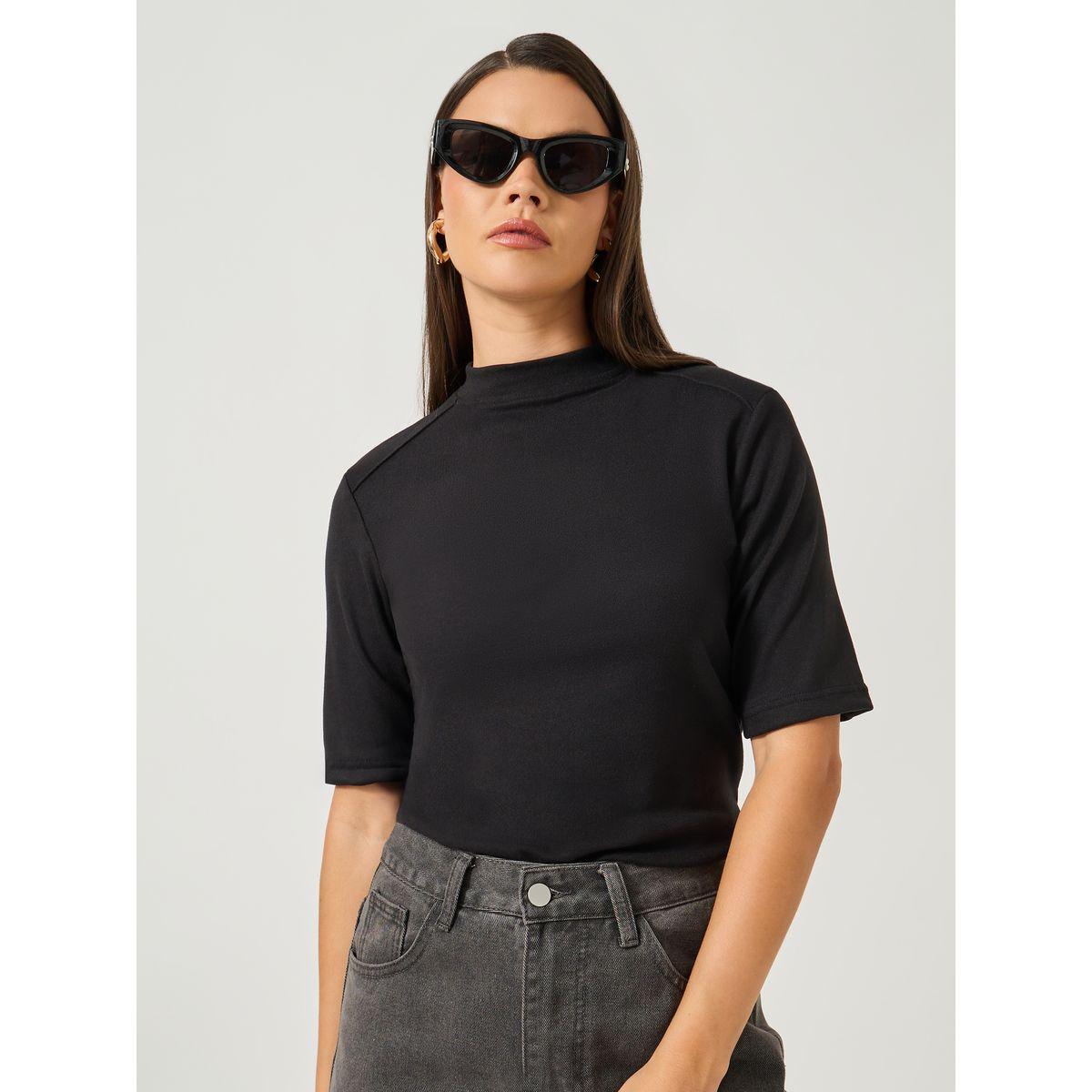Styli Solid Regular Fit Round Neck T-Shirt-women-clothing-tshirts-image-1