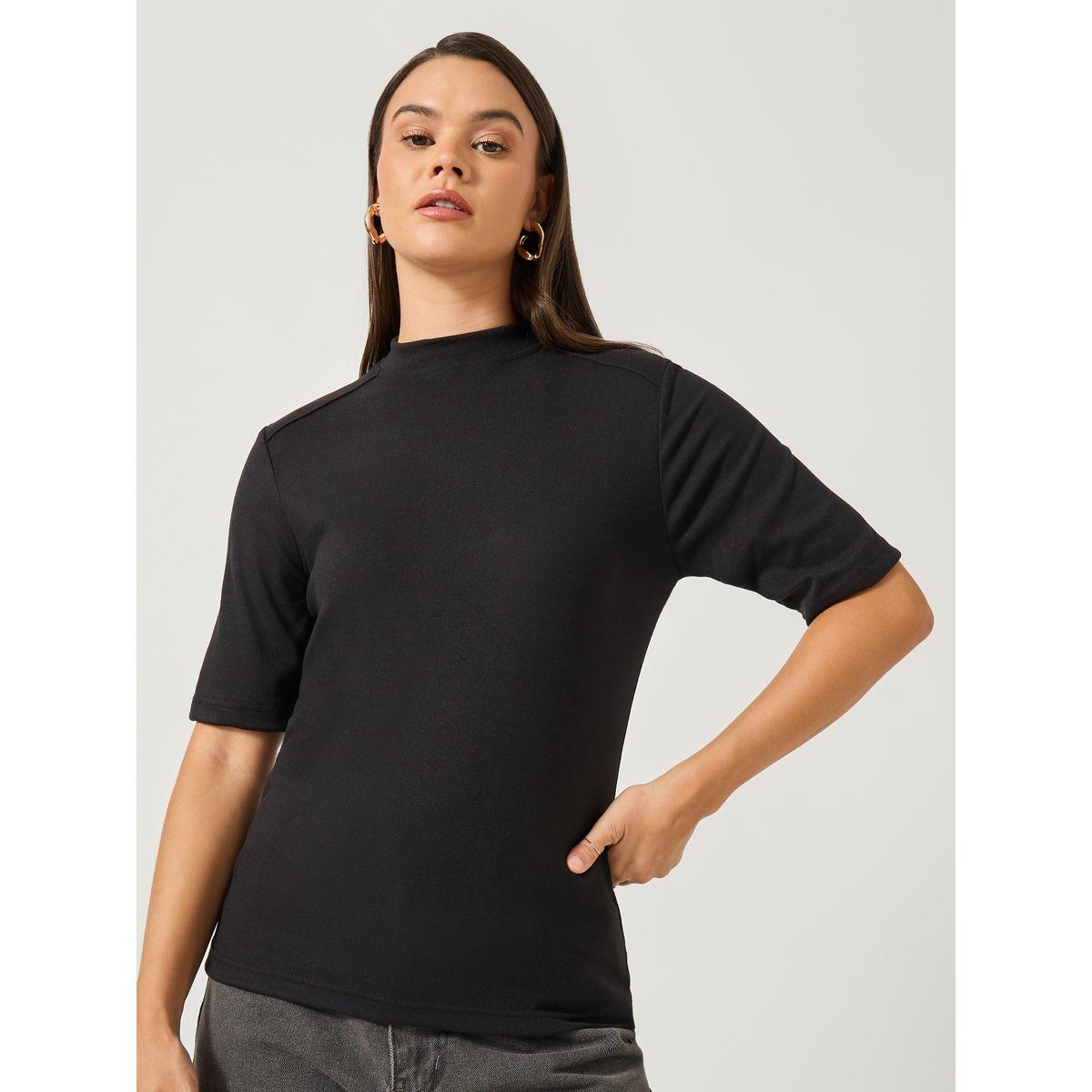 Styli Solid Regular Fit Round Neck T-Shirt-women-clothing-tshirts-image-3